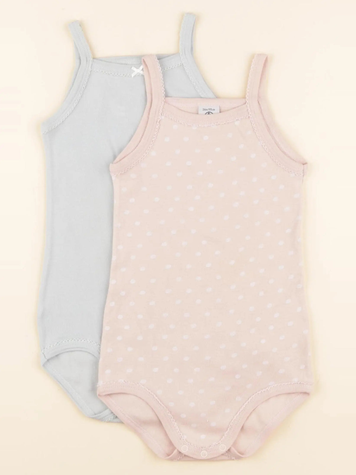 Petit Bateau - lot de 2 bodies en coton rose, bleu - 36 mois