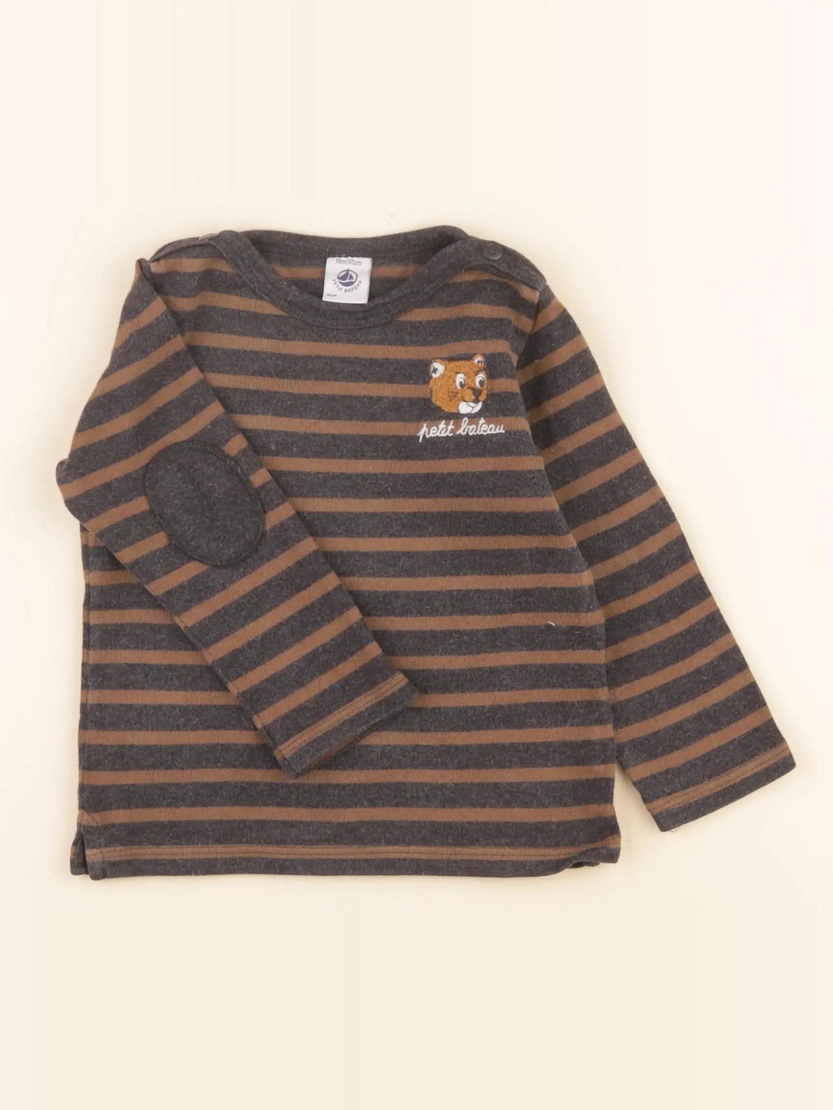 Petit Bateau - tee-shirt gris, marron - 18 mois
