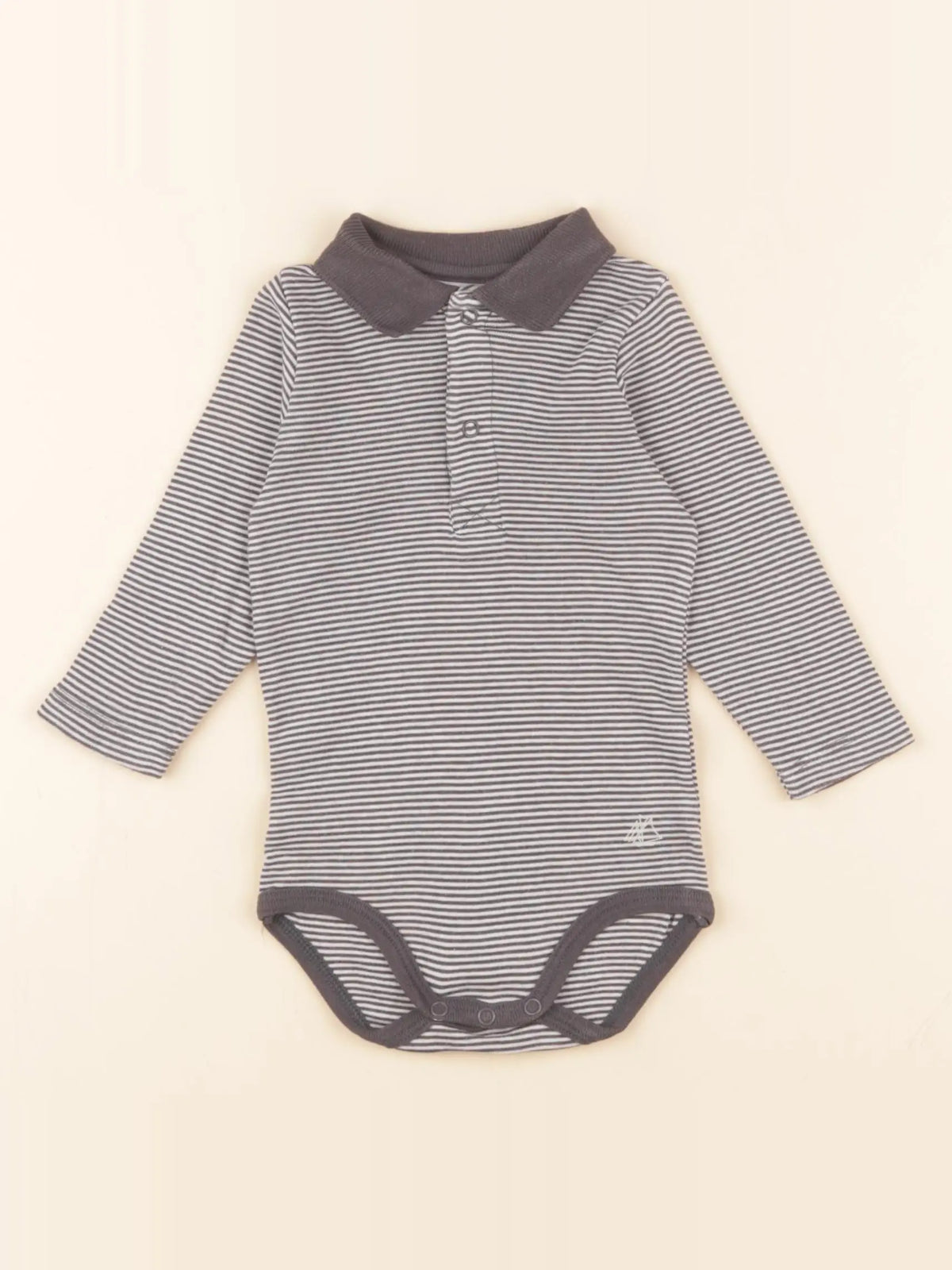 Petit Bateau - body à col gris - 6 mois