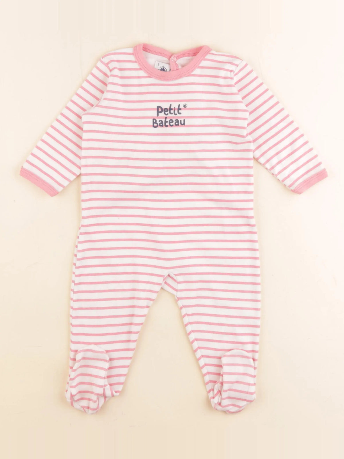 Petit Bateau - pyjama coton rose, blanc - 9 mois