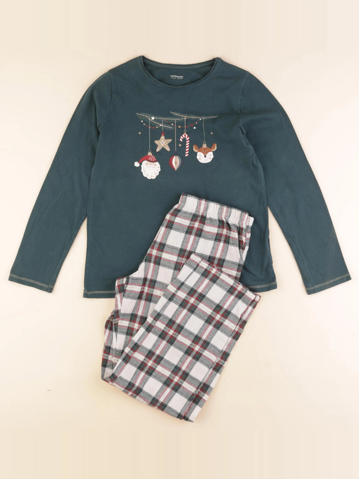 Vertbaudet - pyjama coton vert - 12 ans
