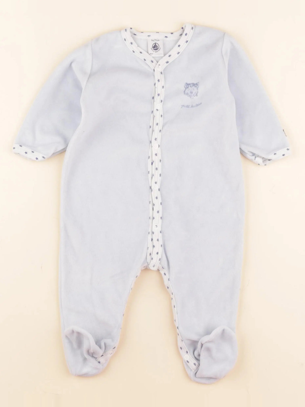 Petit Bateau - pyjama velours bleu - 9 mois