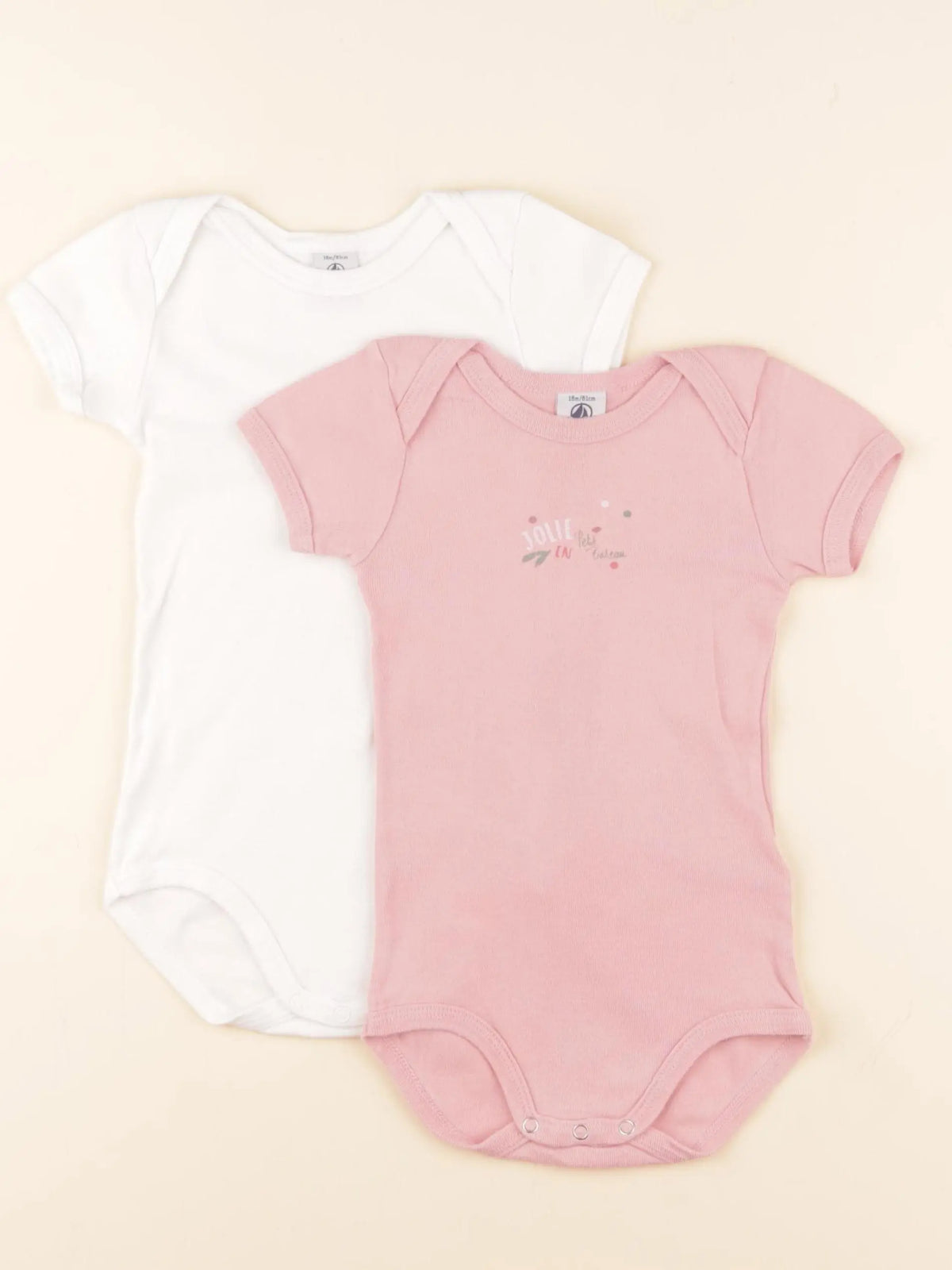 Petit Bateau - lot de 2 bodies en coton rose - 18 mois