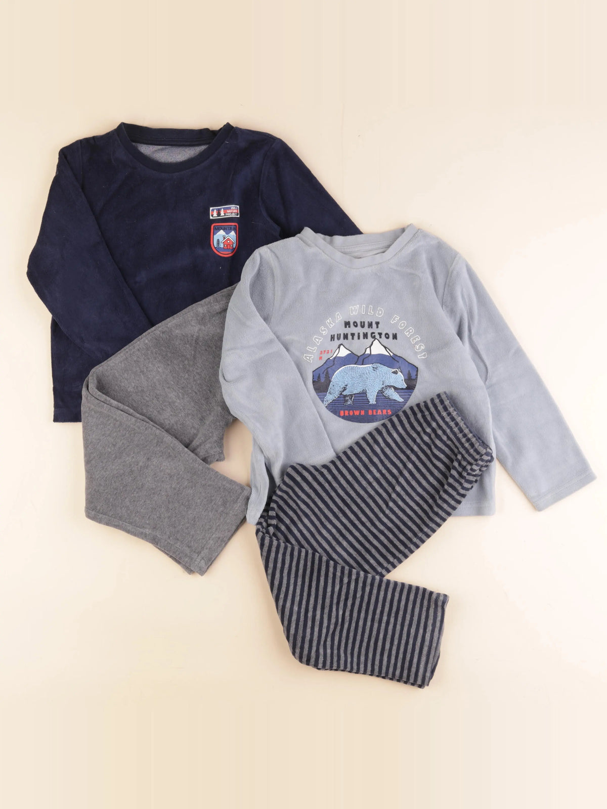 Vertbaudet - lot de 2 pyjamas velours bleu - 5 ans