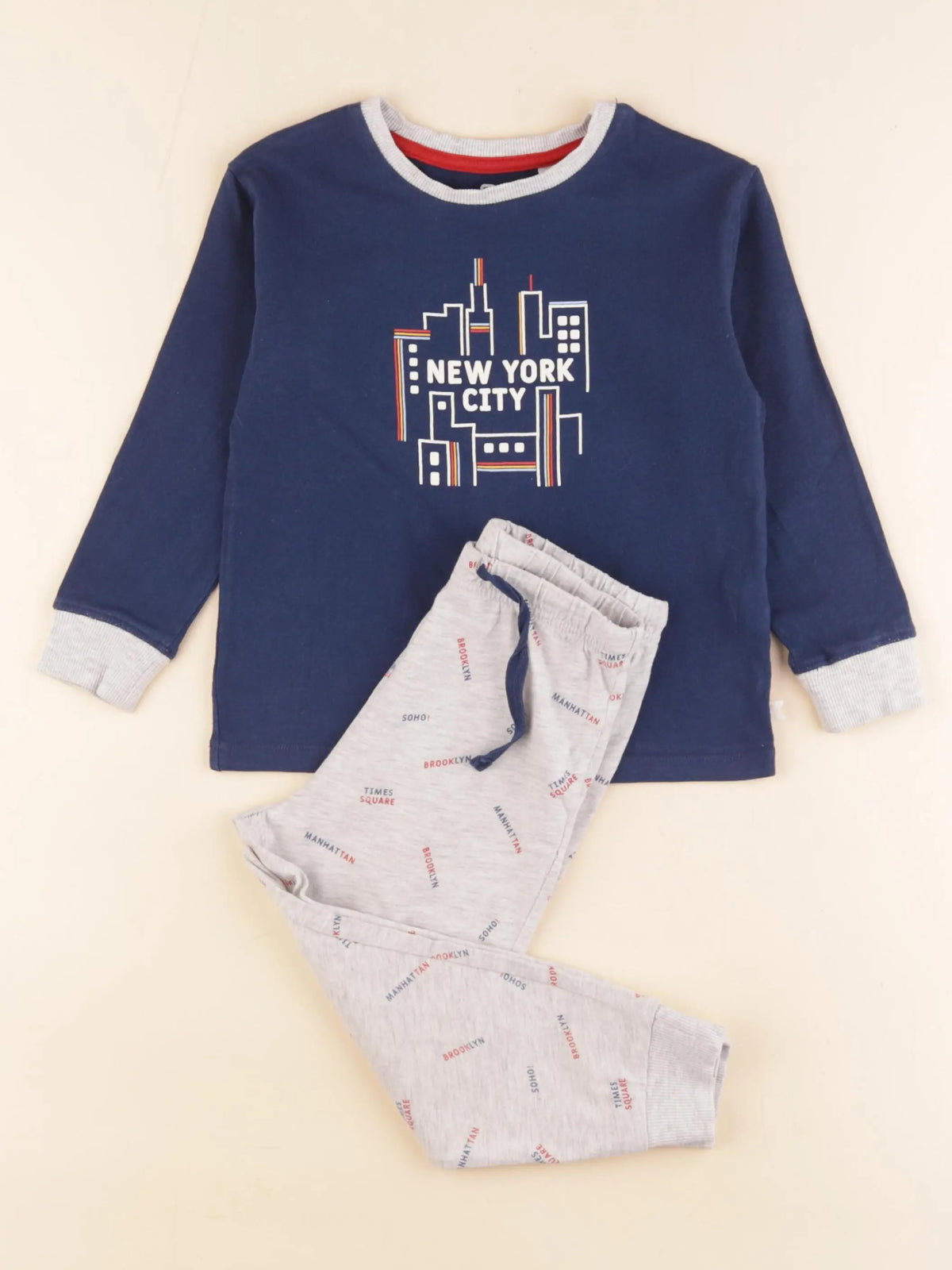 Okaidi - pyjama coton bleu, gris - 3 ans