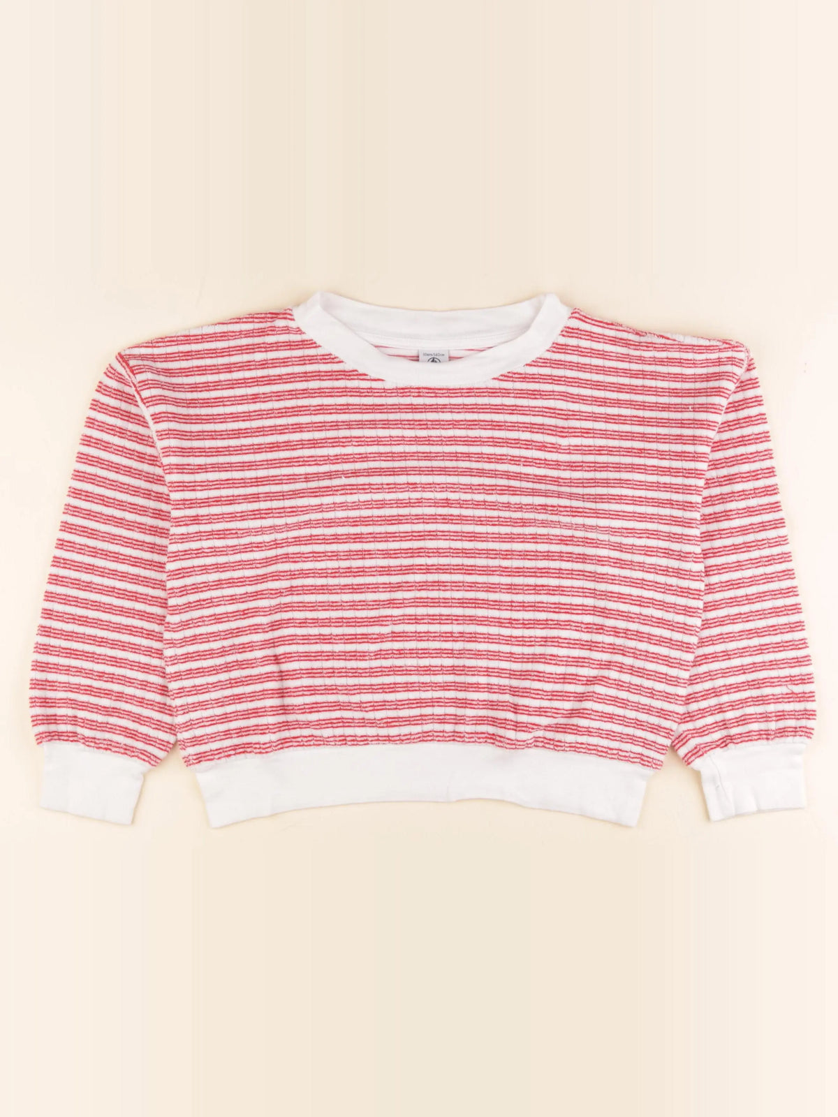Petit Bateau - pull blanc, rouge - 10 ans