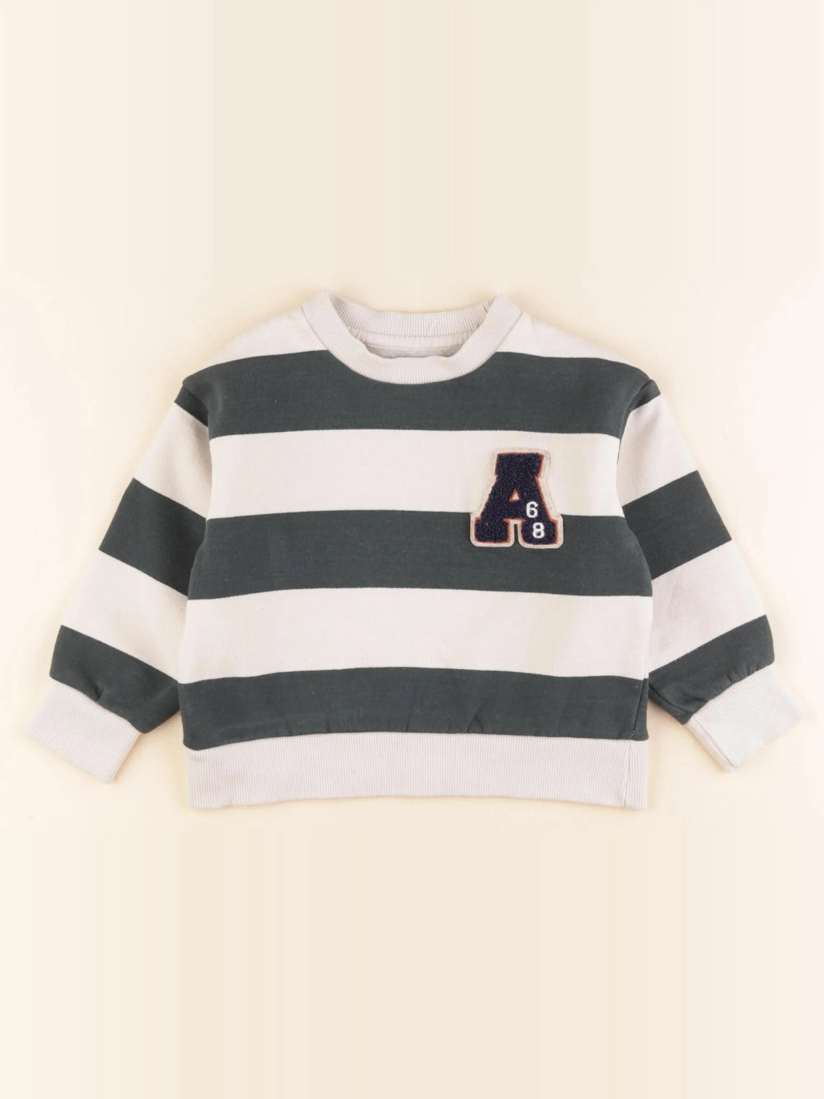 Vertbaudet - sweat blanc, vert - 4 ans