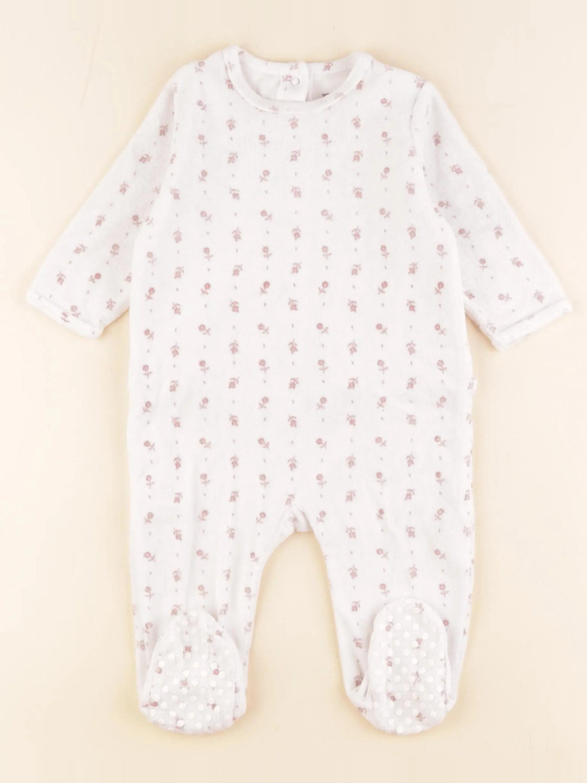Vertbaudet - pyjama velours blanc - 9 mois