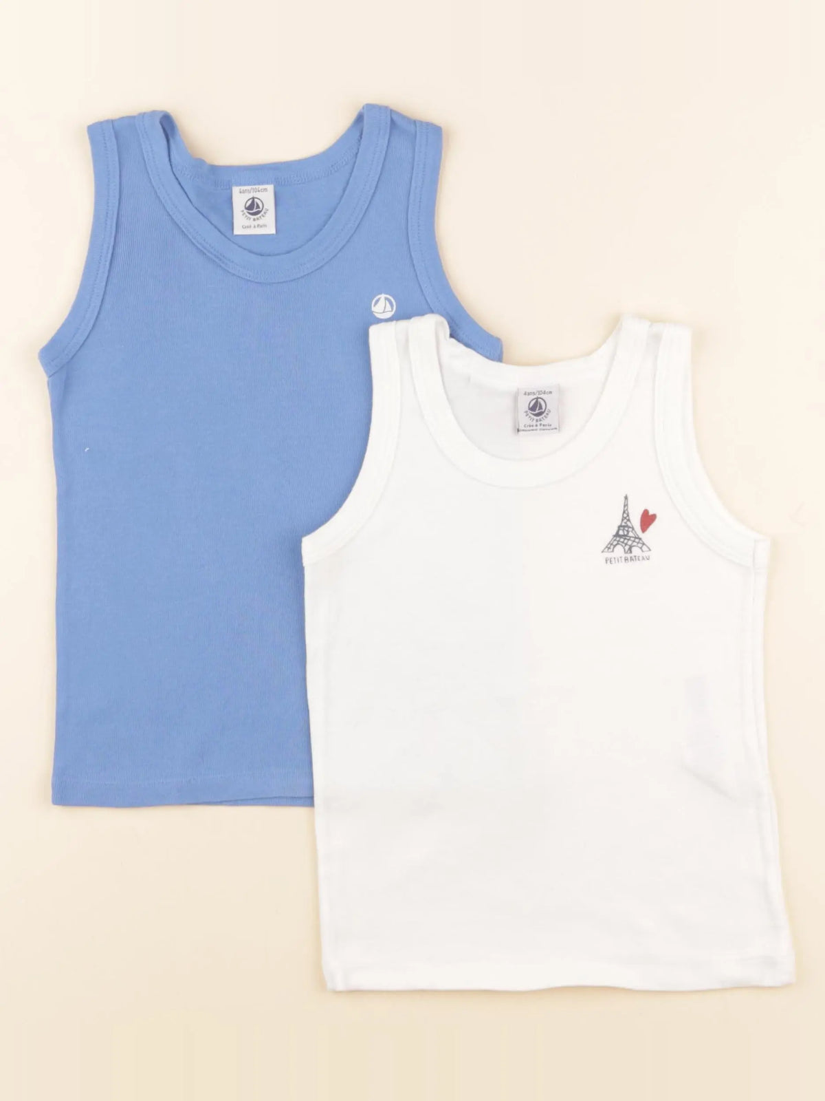 Petit Bateau - maillot de corps bleu, blanc - 4 ans