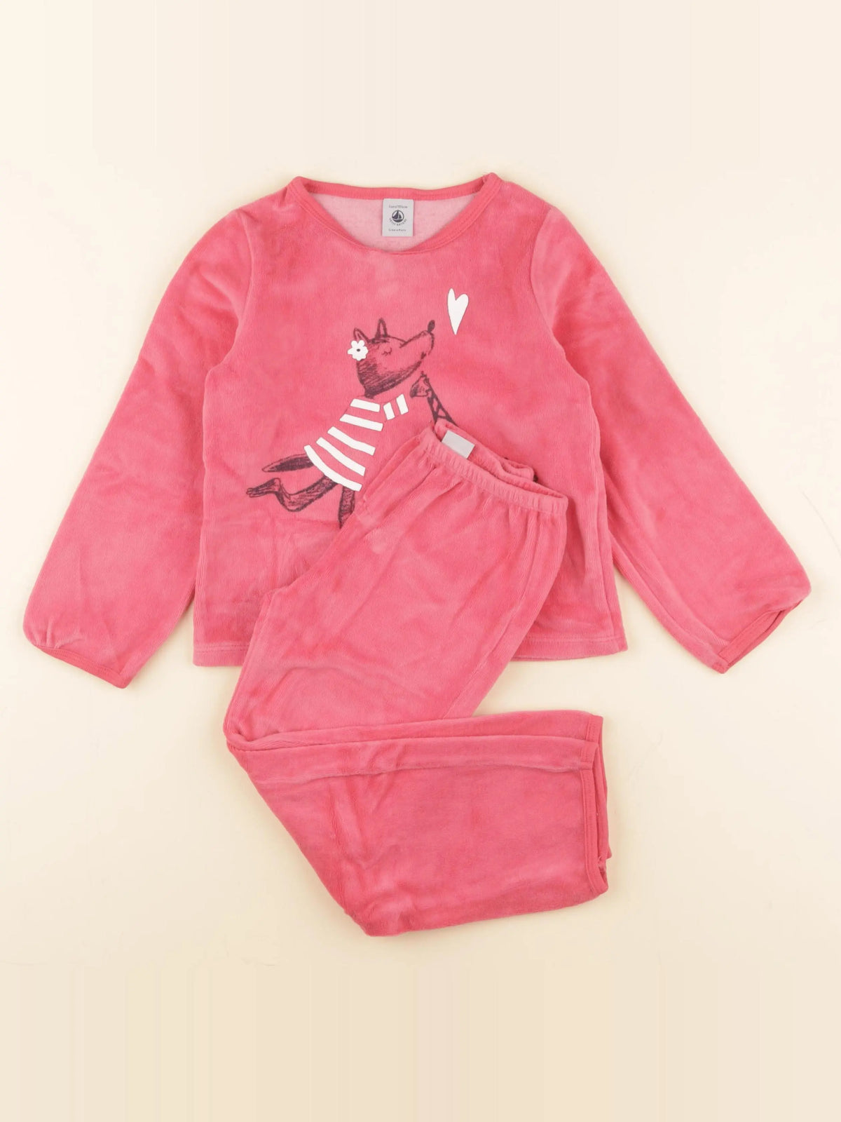 Petit Bateau - pyjama velours rose - 4 ans