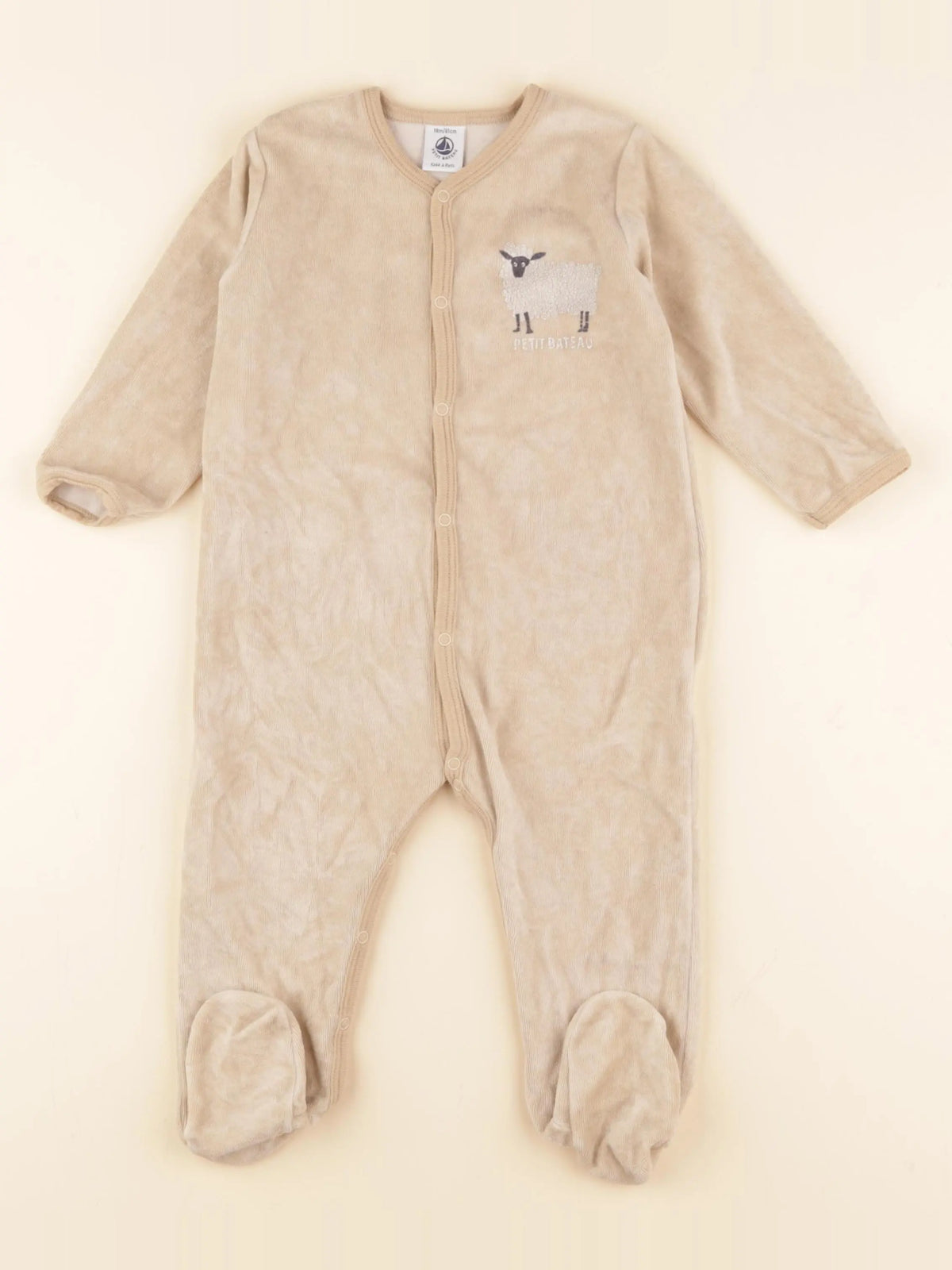 Petit Bateau - pyjama velours beige - 18 mois