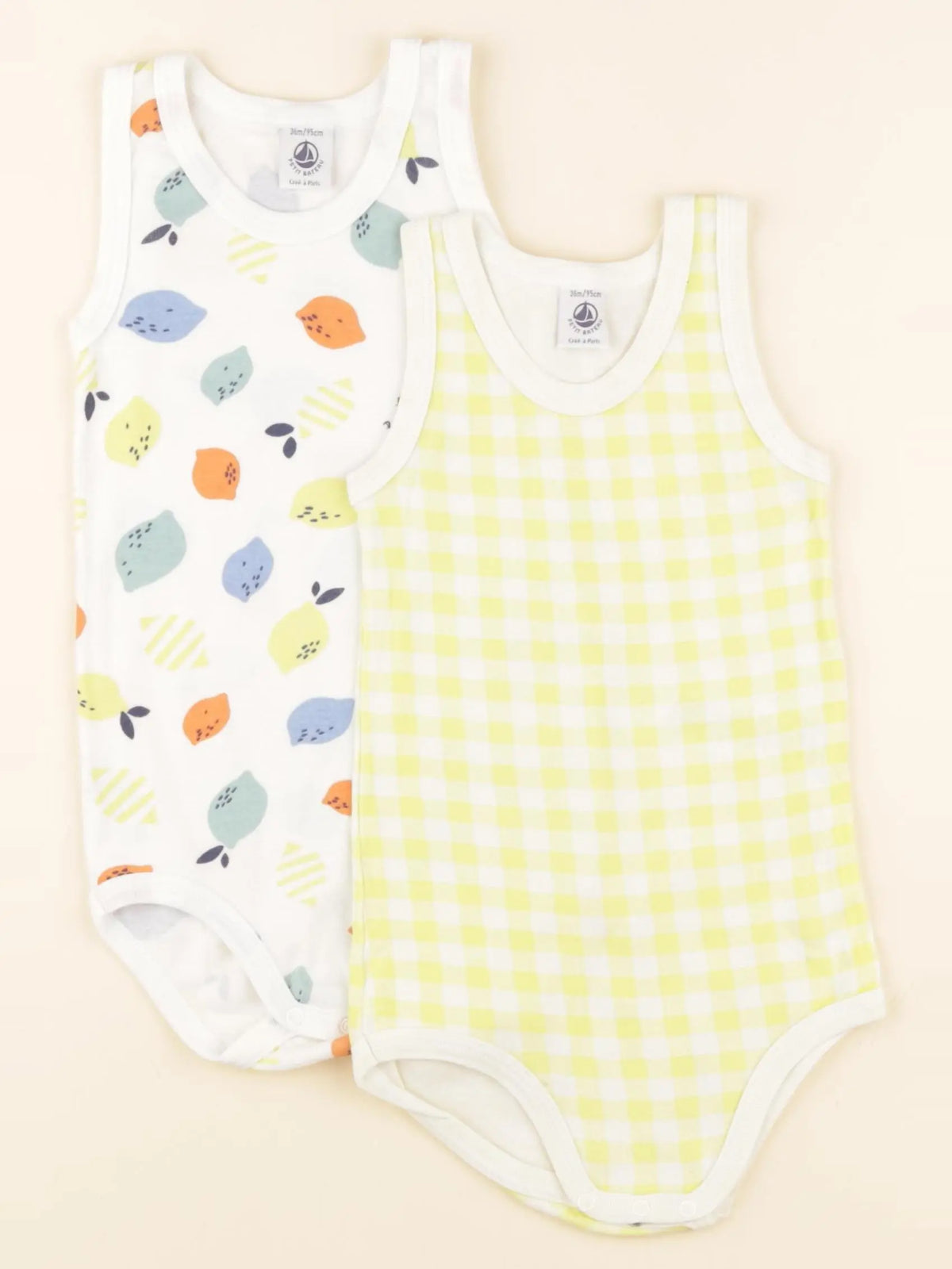 Petit Bateau - lot de 2 bodies en coton jaune, multicolore - 36 mois