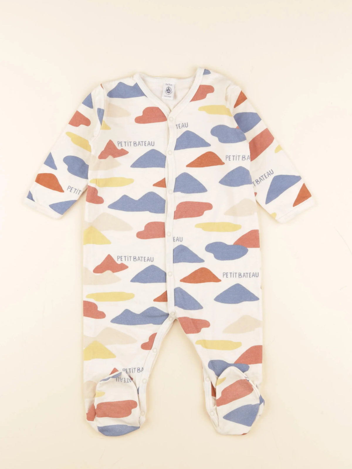 Petit Bateau - pyjama coton beige, multicolore - 12 mois