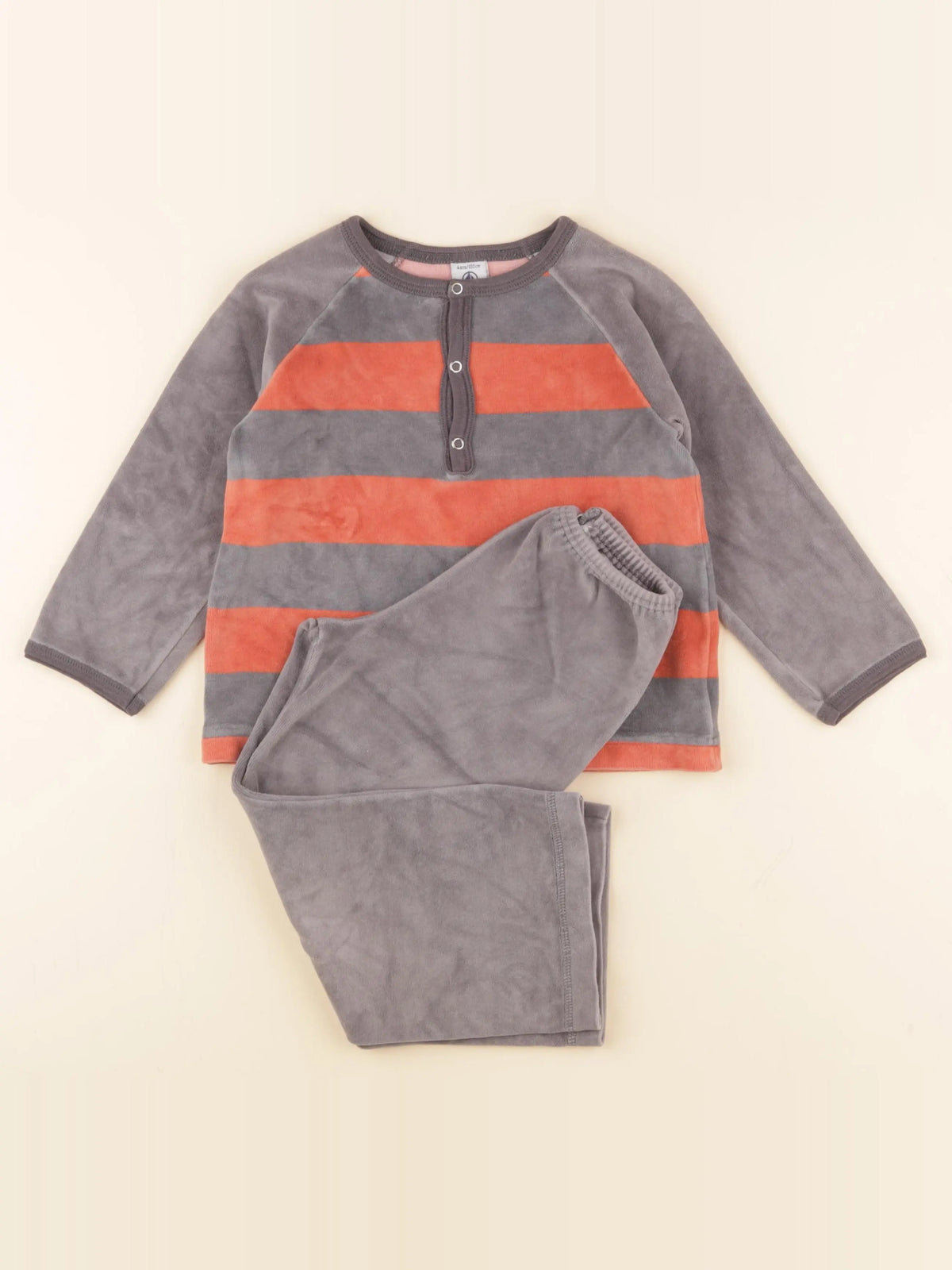 Petit Bateau - pyjama velours gris - 4 ans