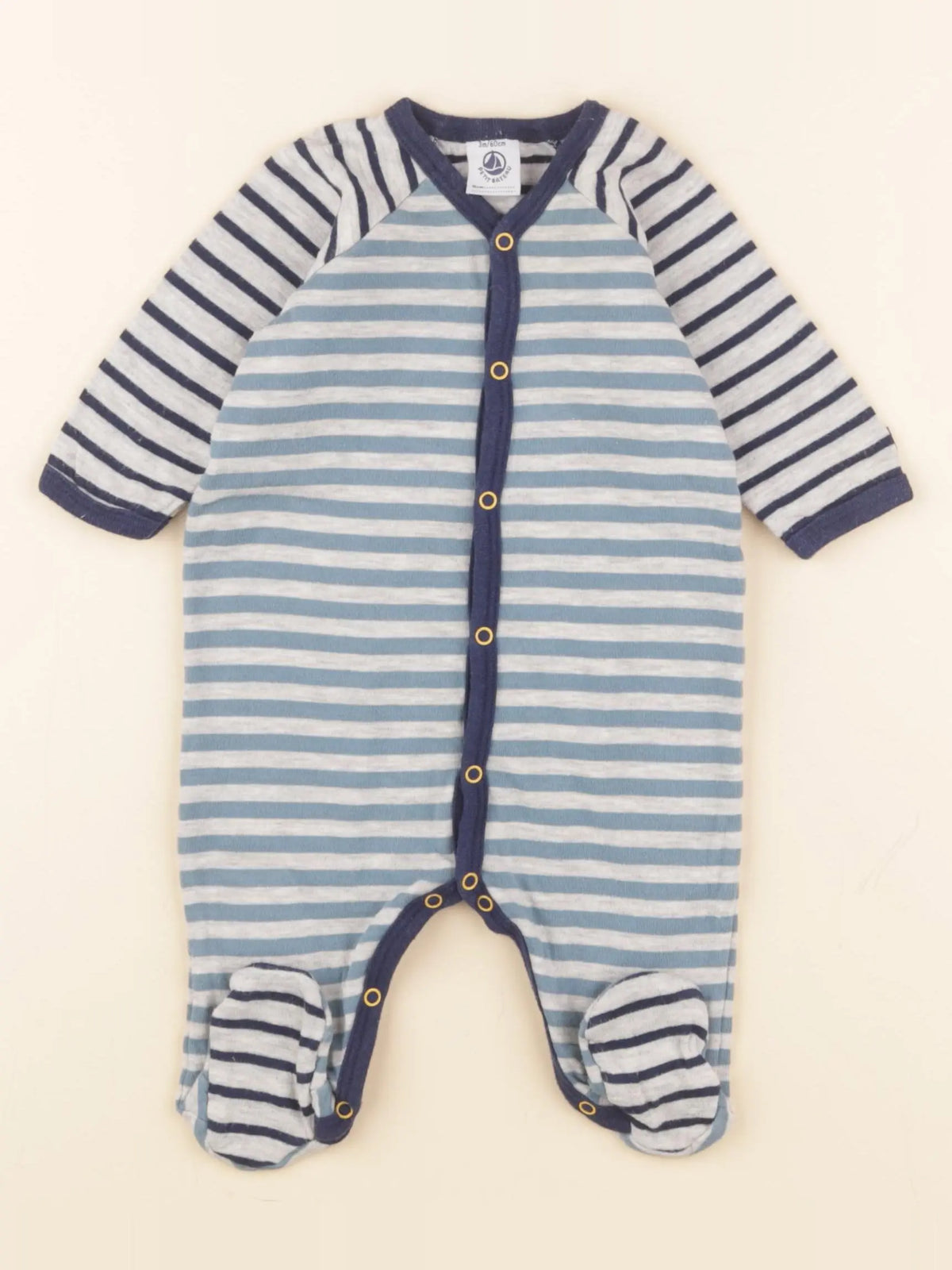 Petit Bateau - pyjama coton bleu - 3 mois