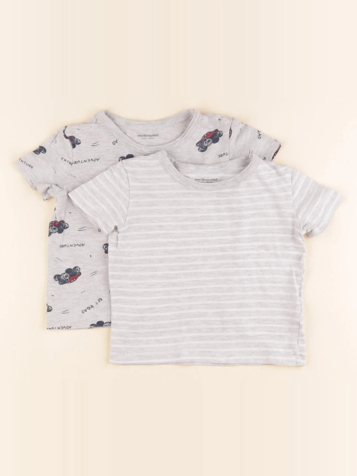 Vertbaudet - lot de 2 tee-shirts gris - 2 ans