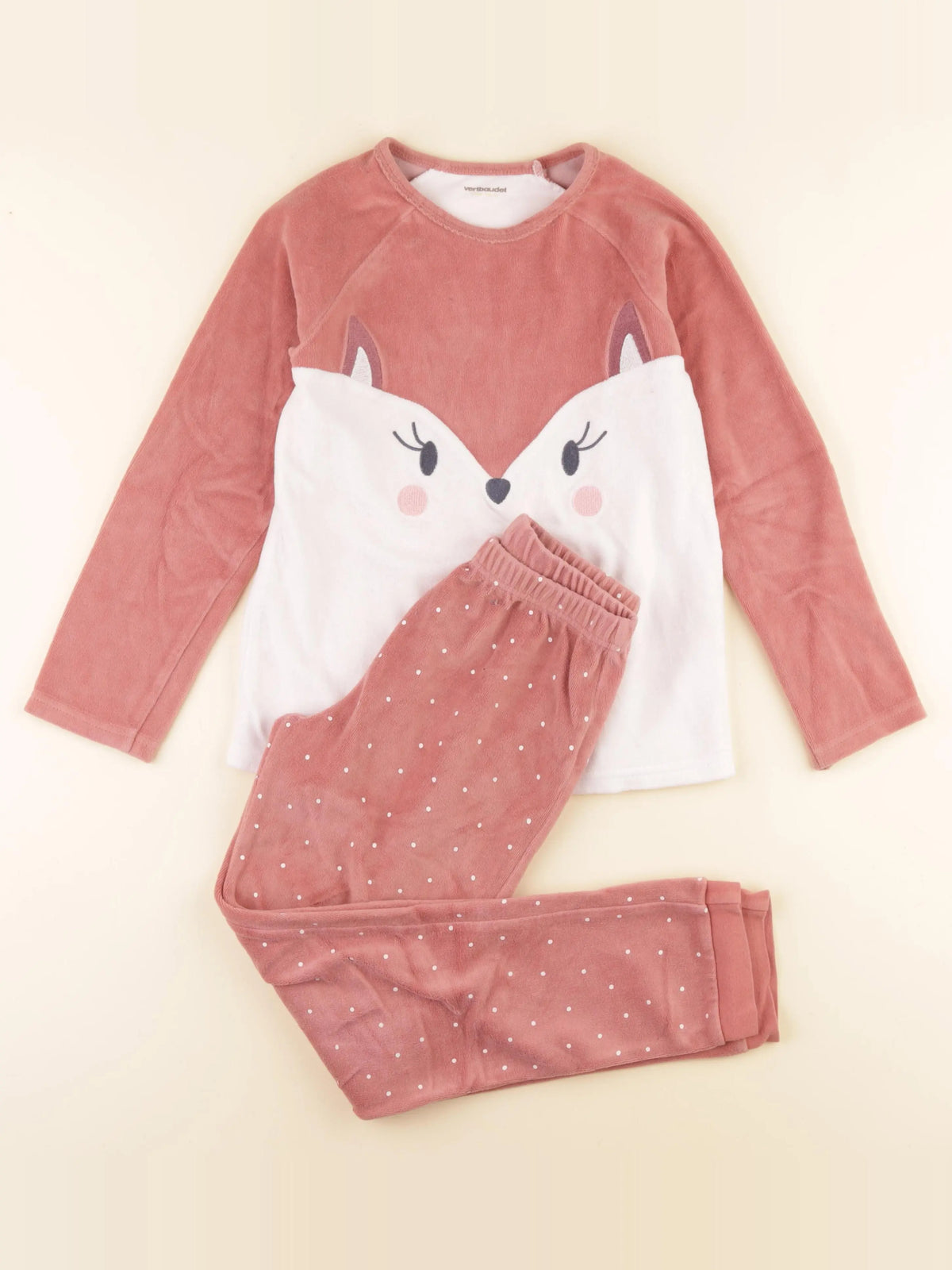 Vertbaudet - pyjama velours rose - 10 ans