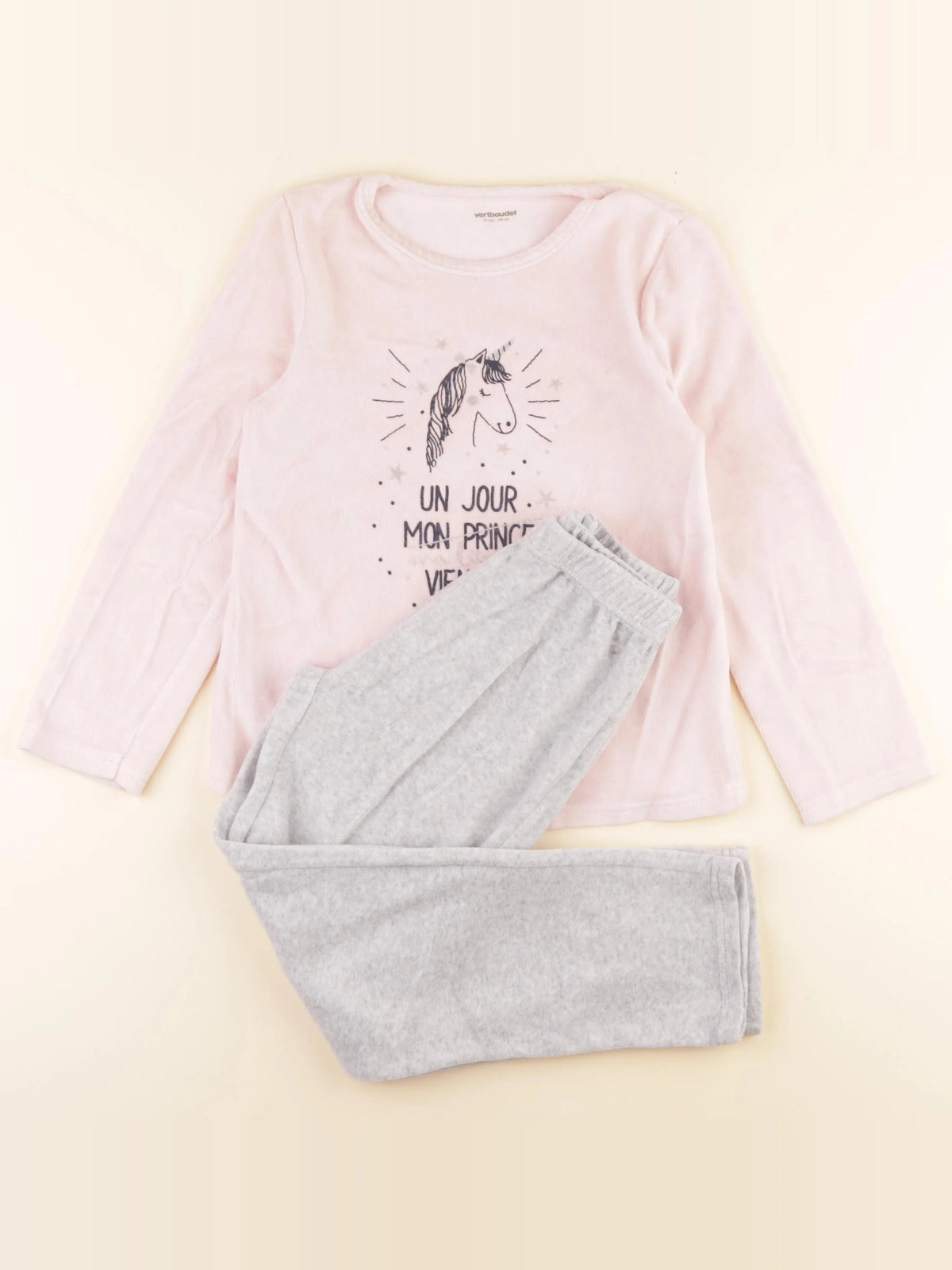 Vertbaudet - pyjama velours rose - 10 ans