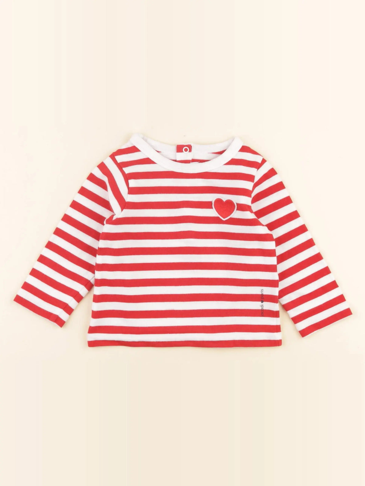 Jacadi - tee-shirt rouge, blanc - 12 mois