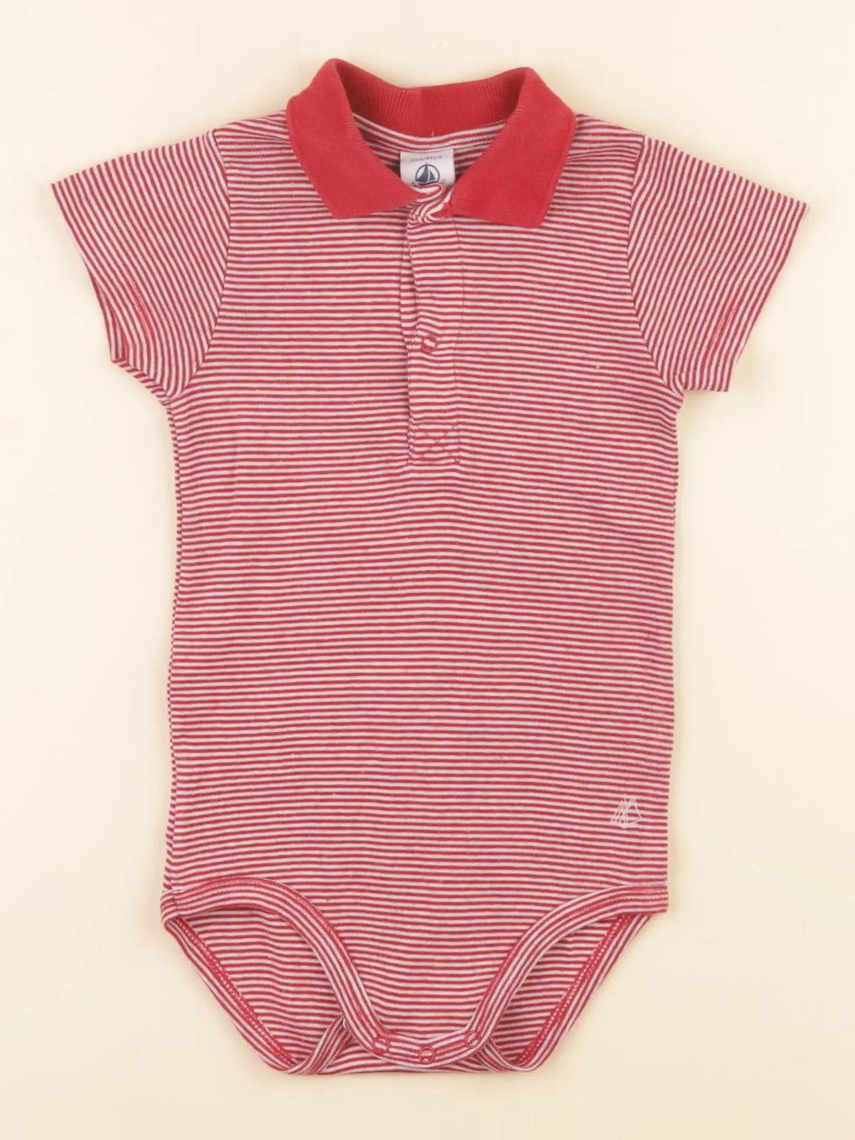 Petit Bateau - body à col rouge - 24 mois