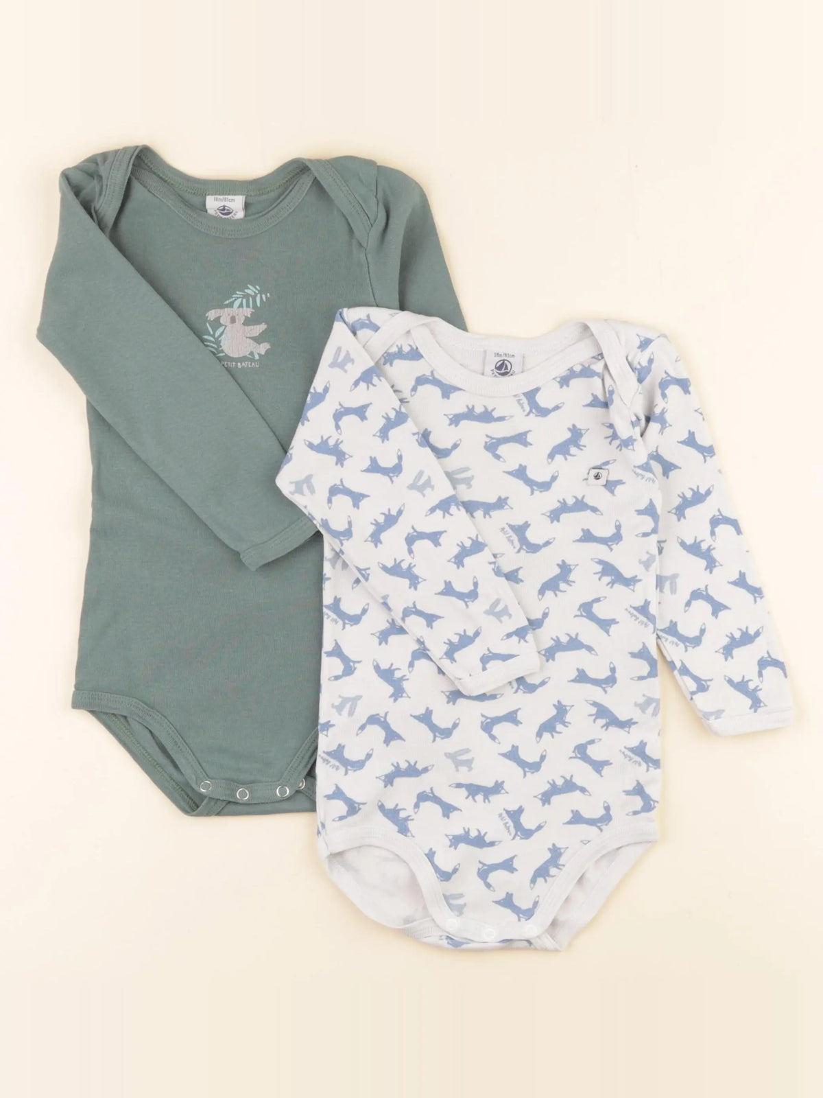 Petit Bateau - lot de 2 bodies en coton multicolore - 18 mois