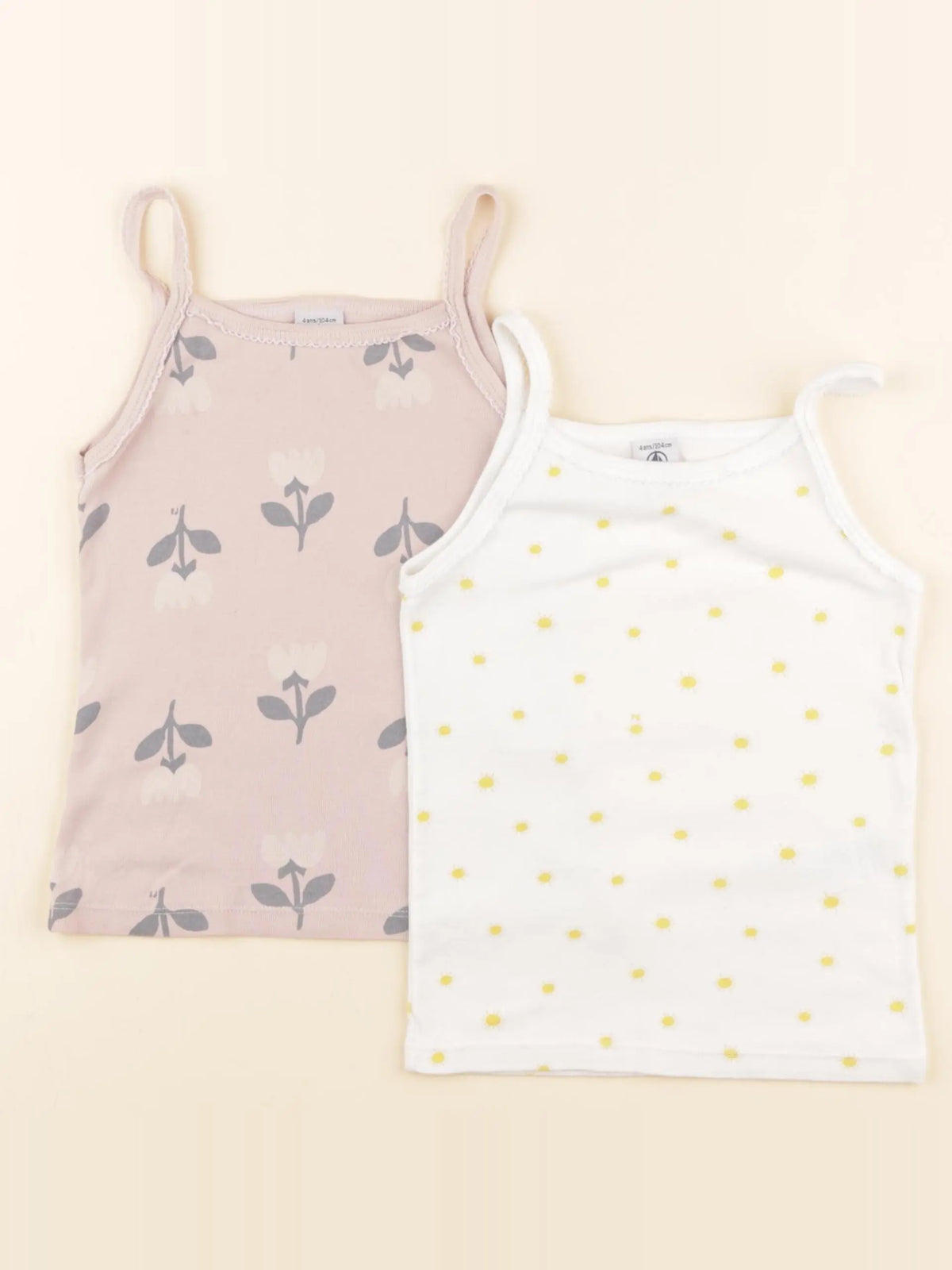 Petit Bateau - lot de 2 maillots de corps blanc, rose - 4 ans