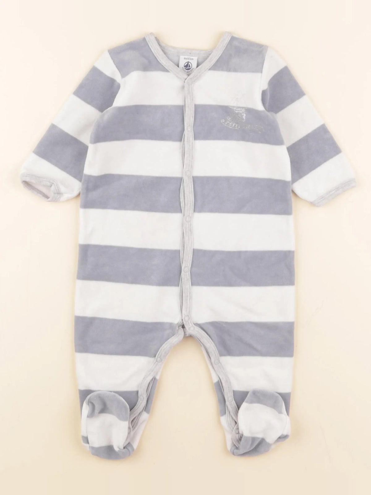 Petit Bateau - pyjama velours bleu - 6 mois