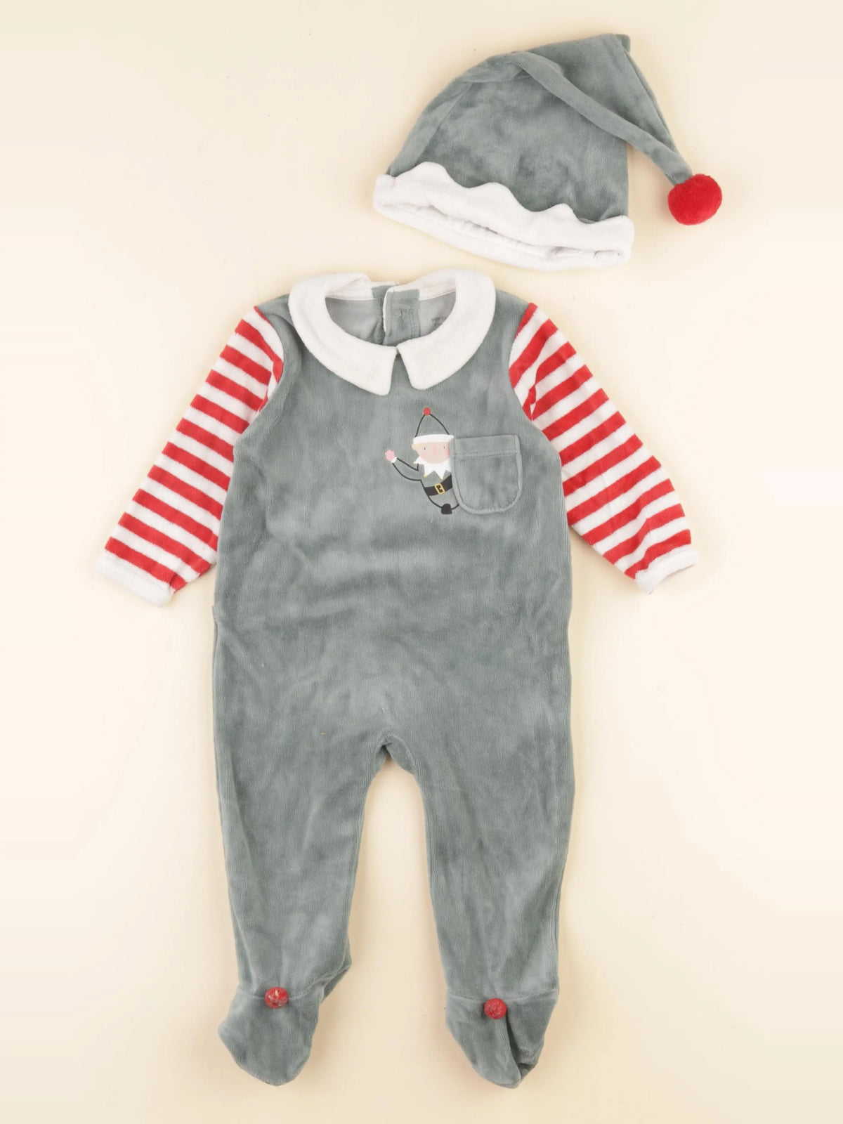 Vertbaudet - pyjama velours vert - 9 mois