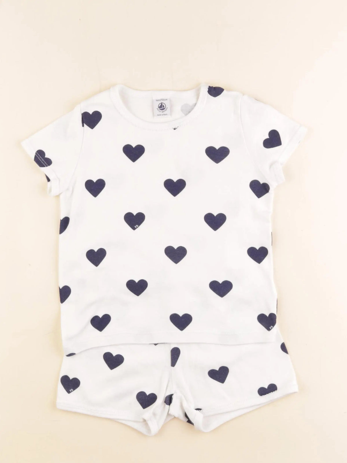 Petit Bateau - pyjama coton blanc, bleu - 4 ans