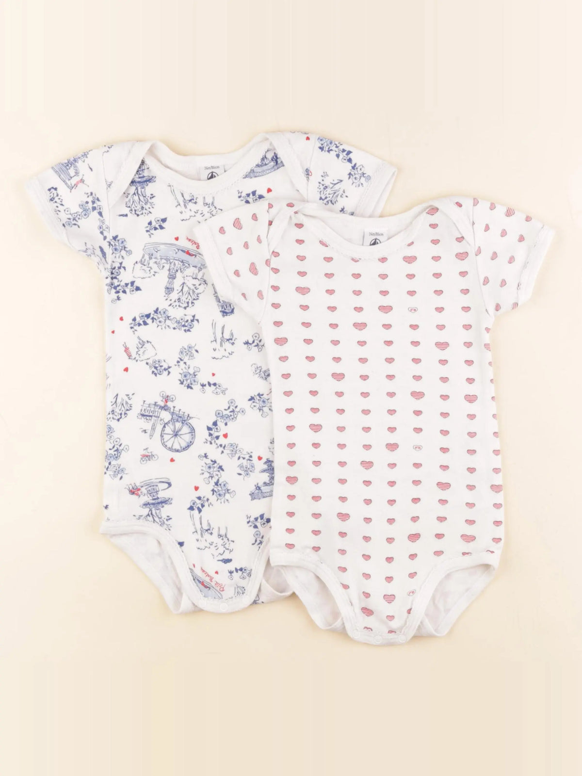 Petit Bateau - lot de 2 bodies en coton blanc - 24 mois
