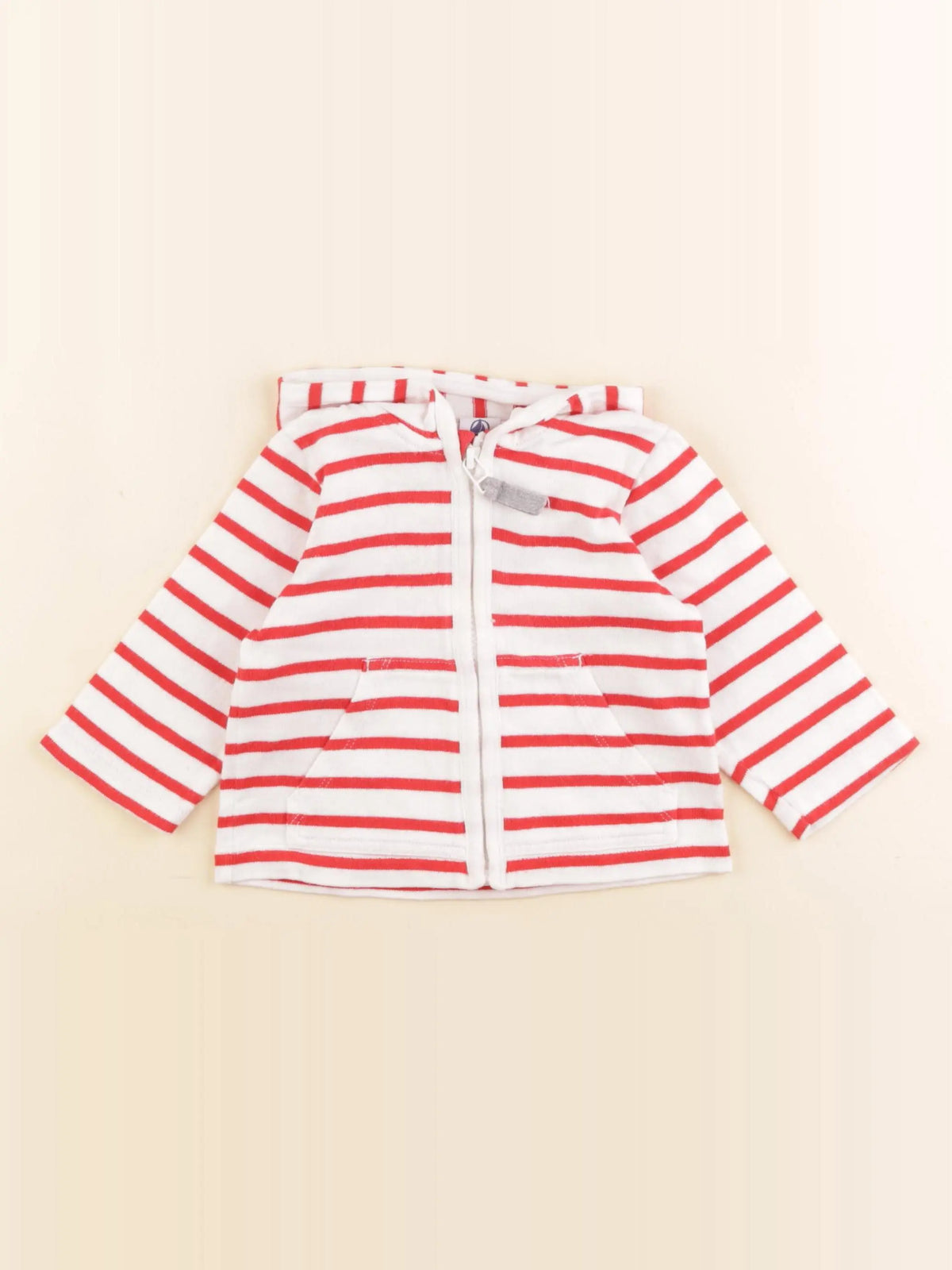 Petit Bateau - gilet blanc, rouge - 12 mois