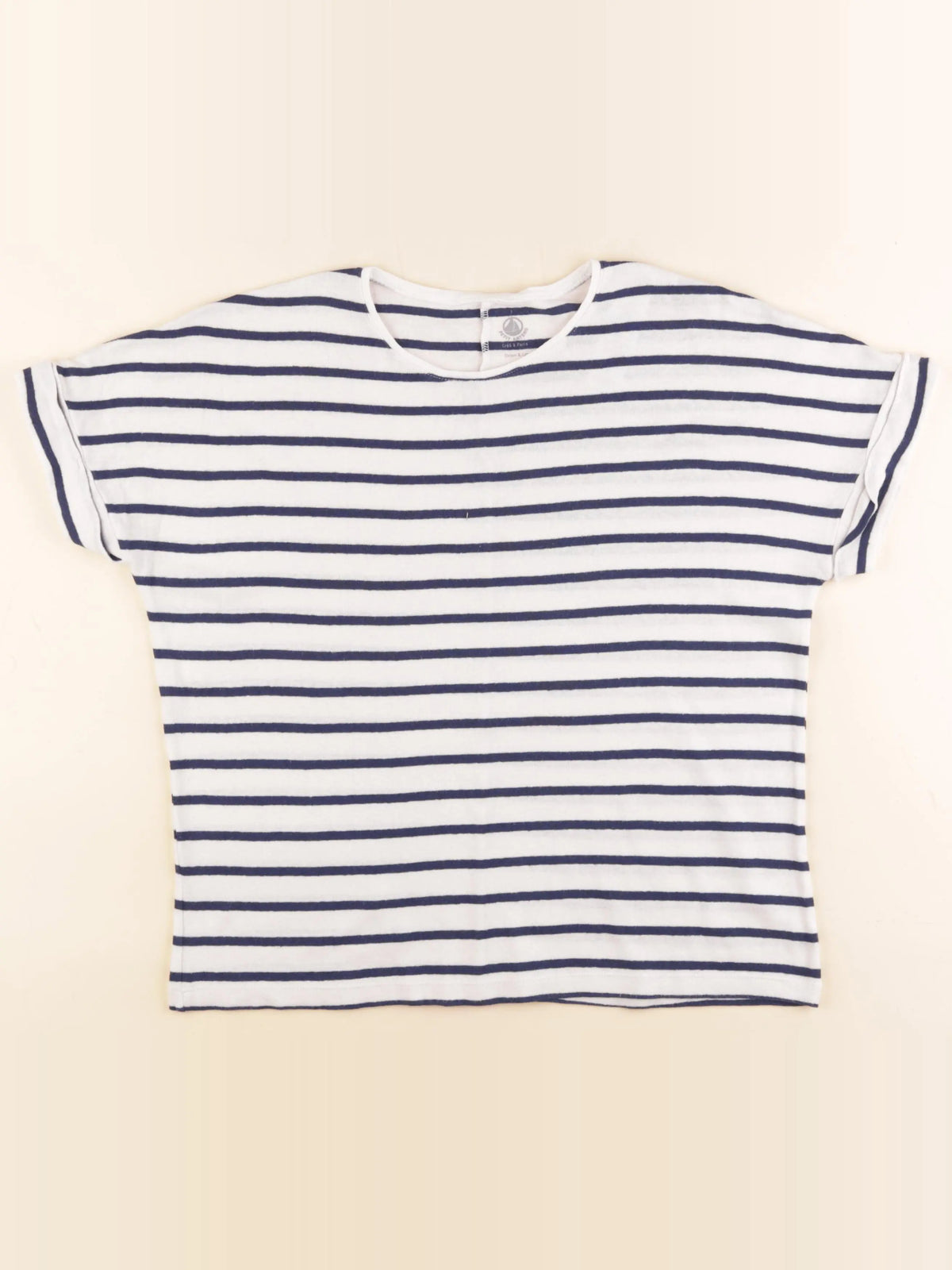 Petit Bateau - tee-shirt blanc, bleu - 10/12 ans