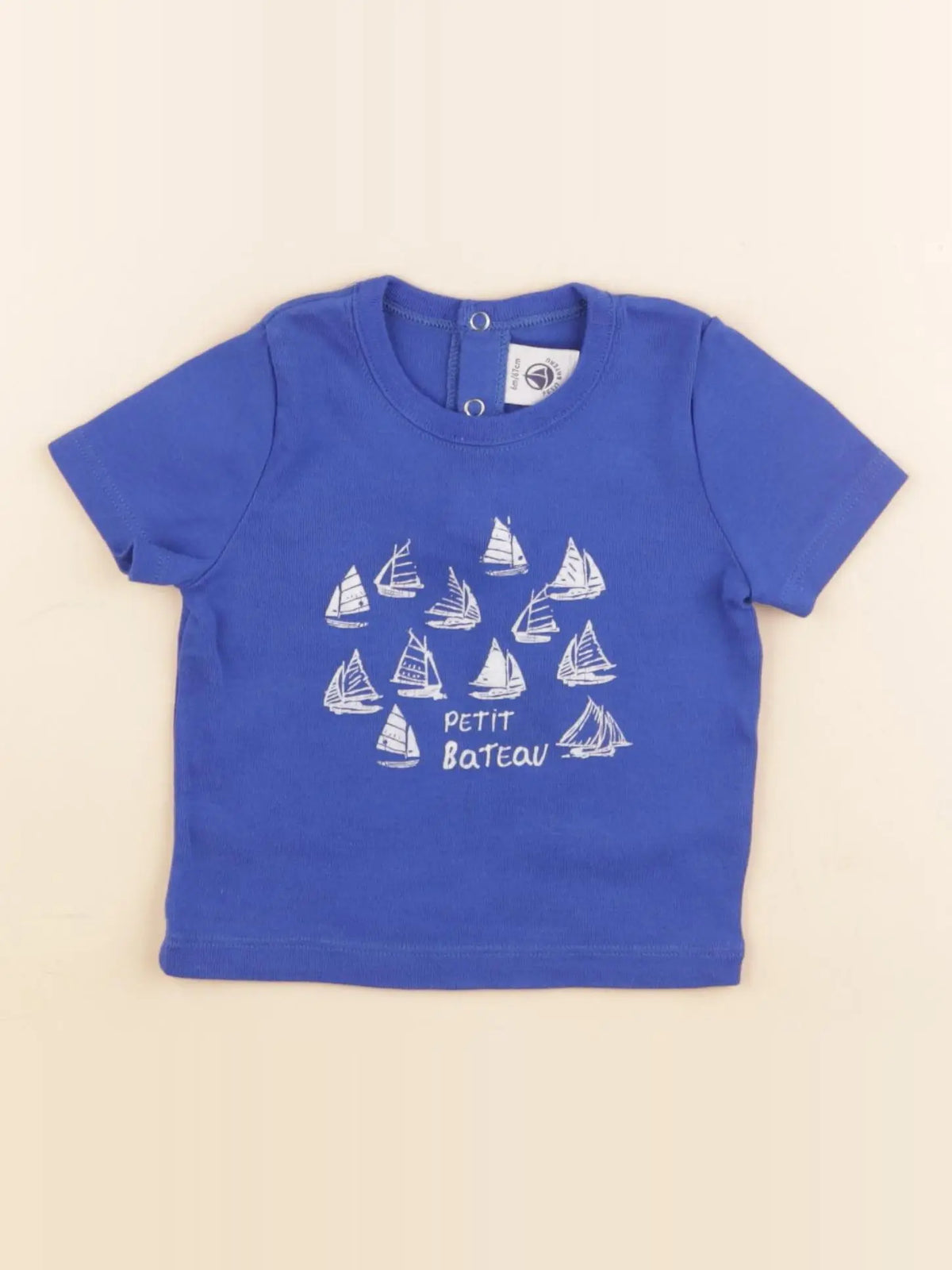 Petit Bateau - tee-shirt bleu - 6 mois