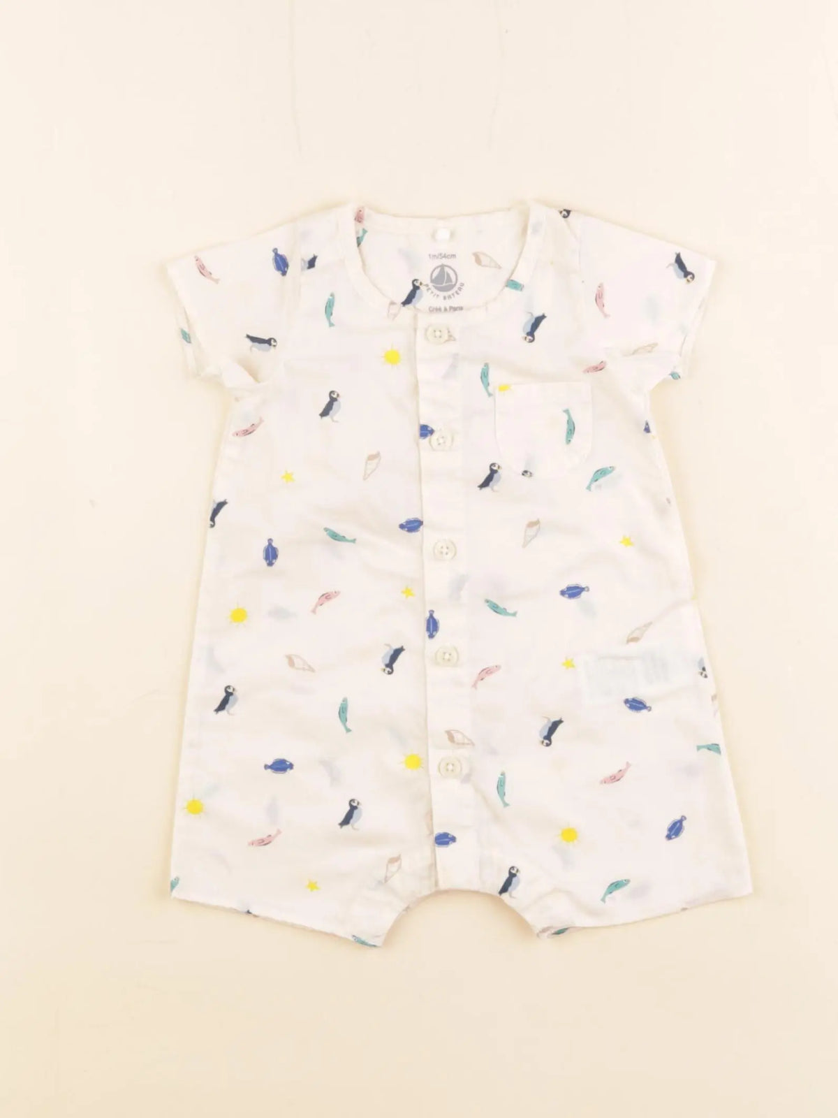 Petit Bateau - combinaison beige - 1 mois