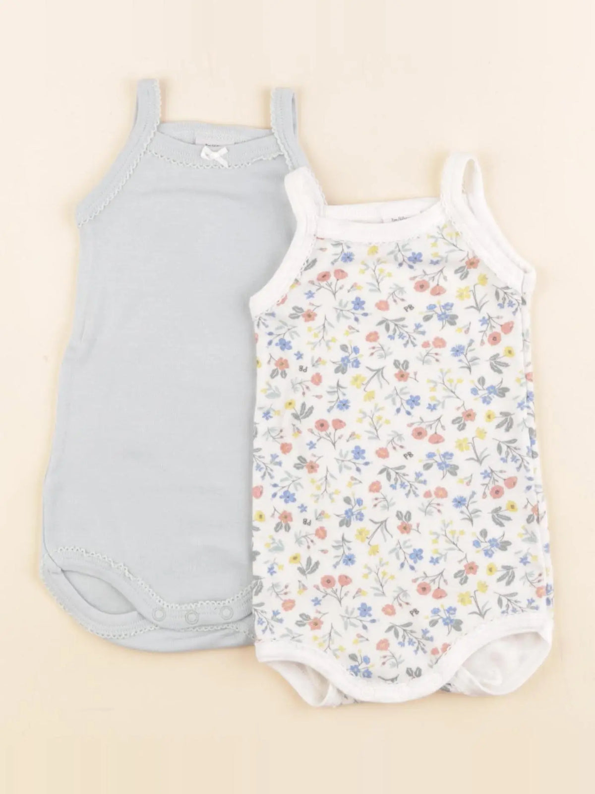 Petit Bateau - lot de 2 bodies en coton coton blanc, bleu - 3 mois