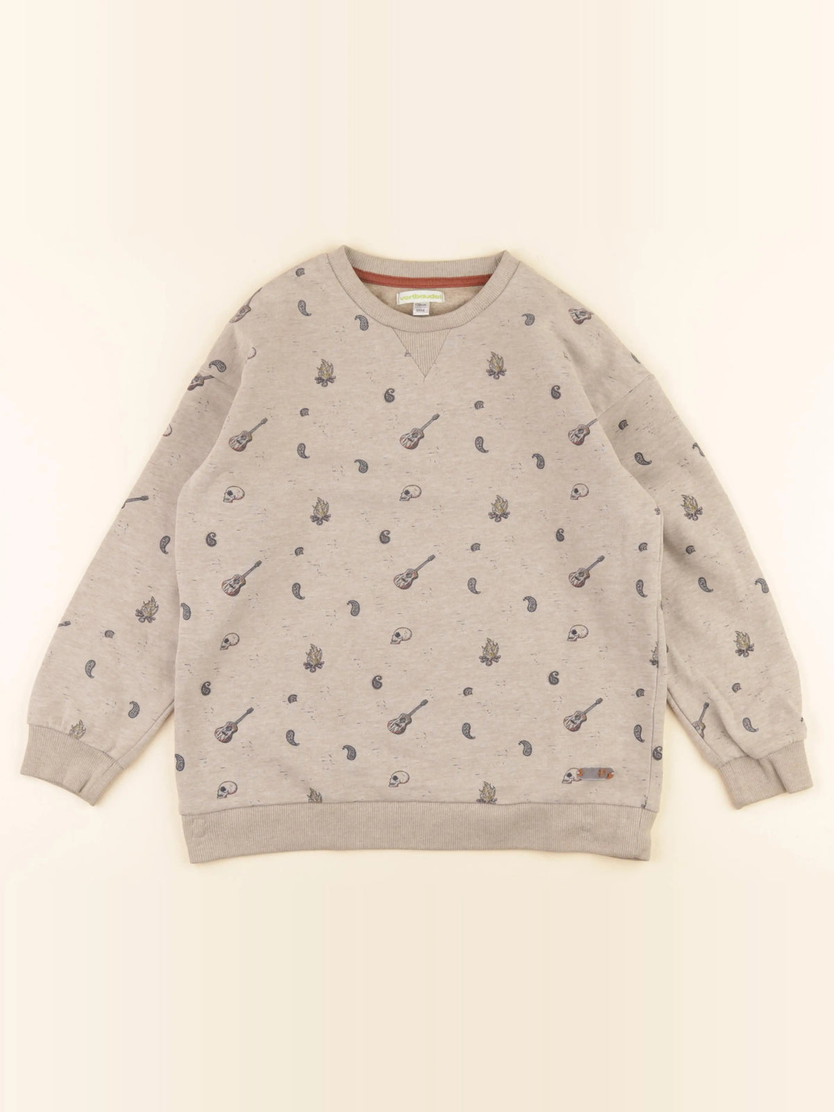 Vertbaudet - sweat beige - 8 ans