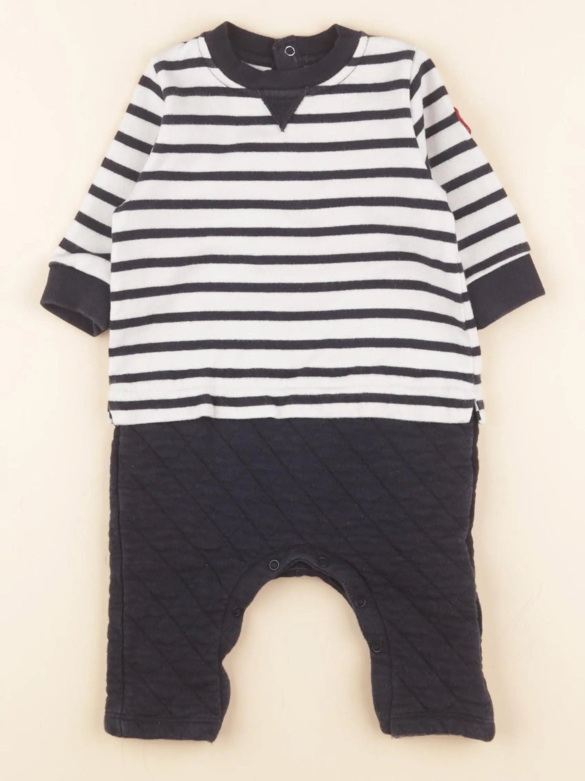 Petit Bateau - combinaison bleu, beige - 6 mois