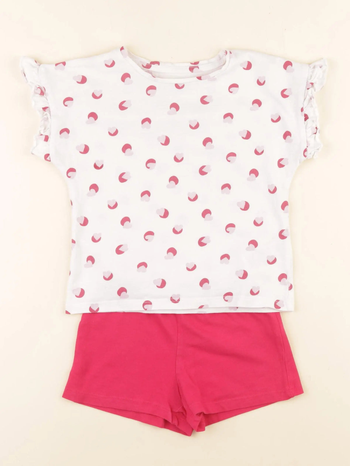 Vertbaudet - pyjama coton blanc, rose - 4 ans