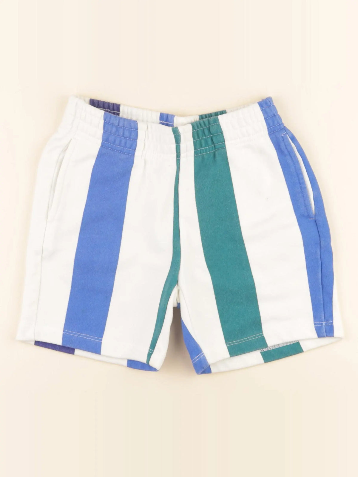 Monoprix - short blanc, bleu - 8 ans