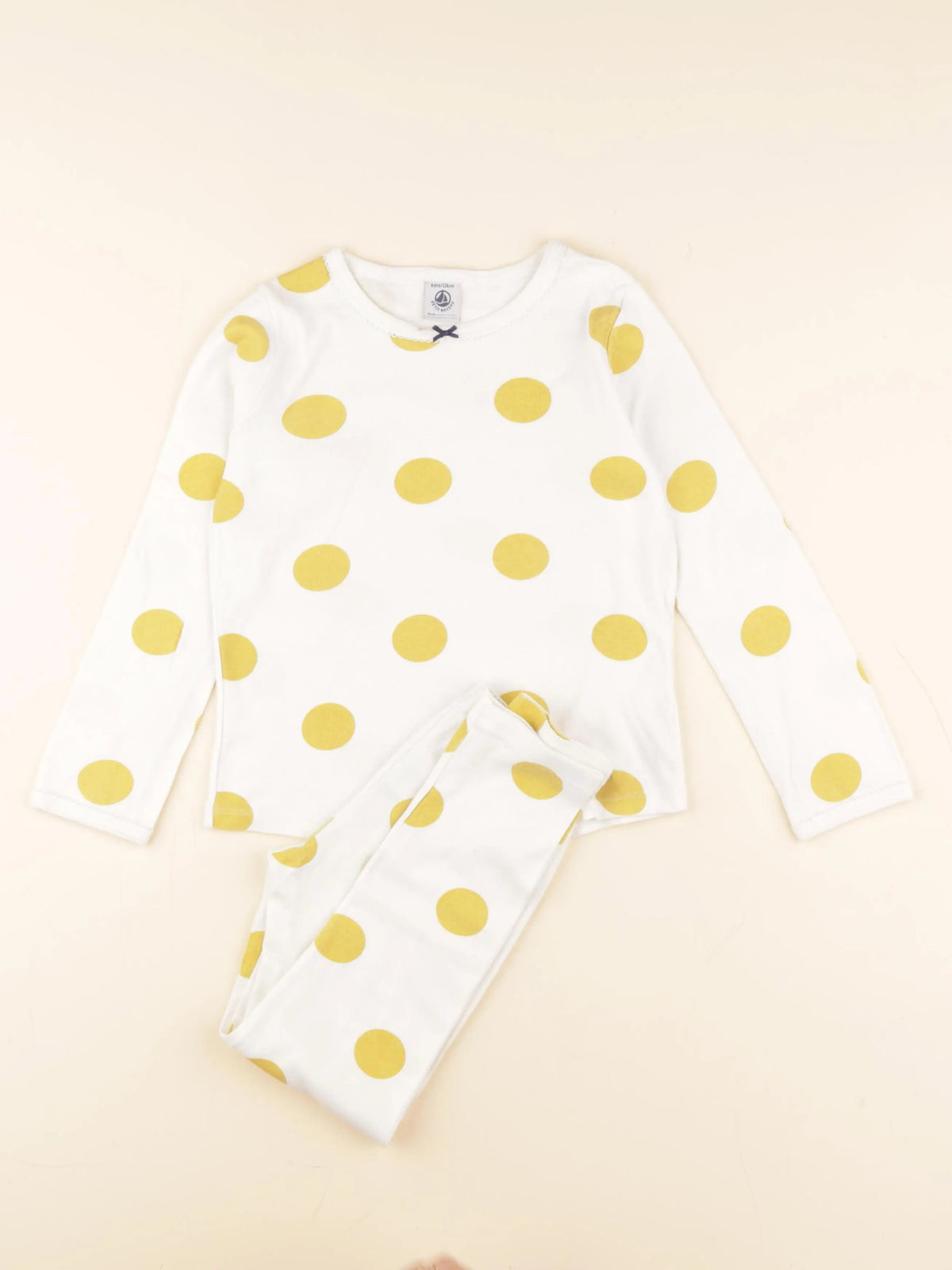 Petit Bateau - pyjama coton blanc, jaune - 6 ans