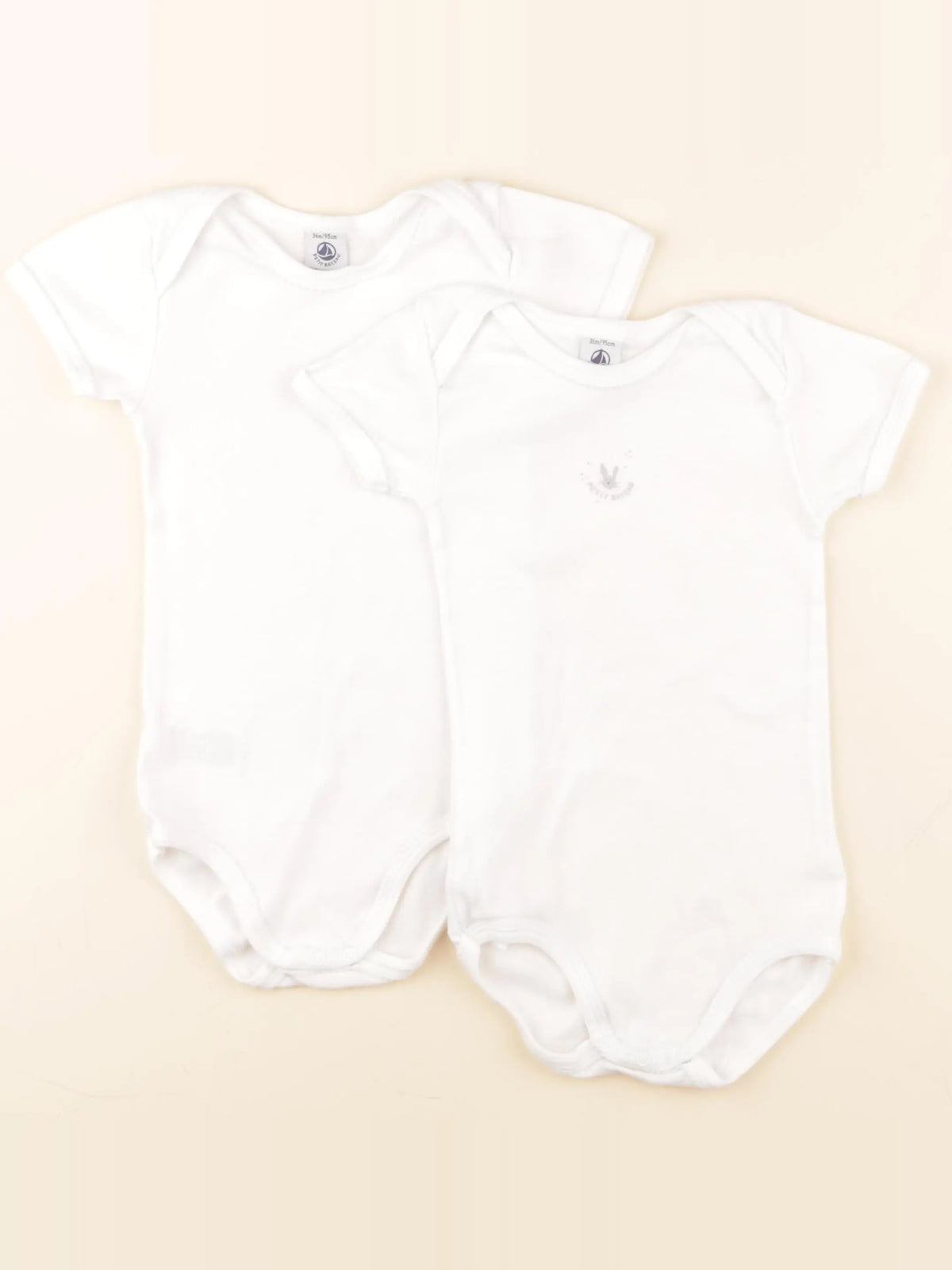 Petit Bateau - lot de 2 bodies en coton blanc - 36 mois