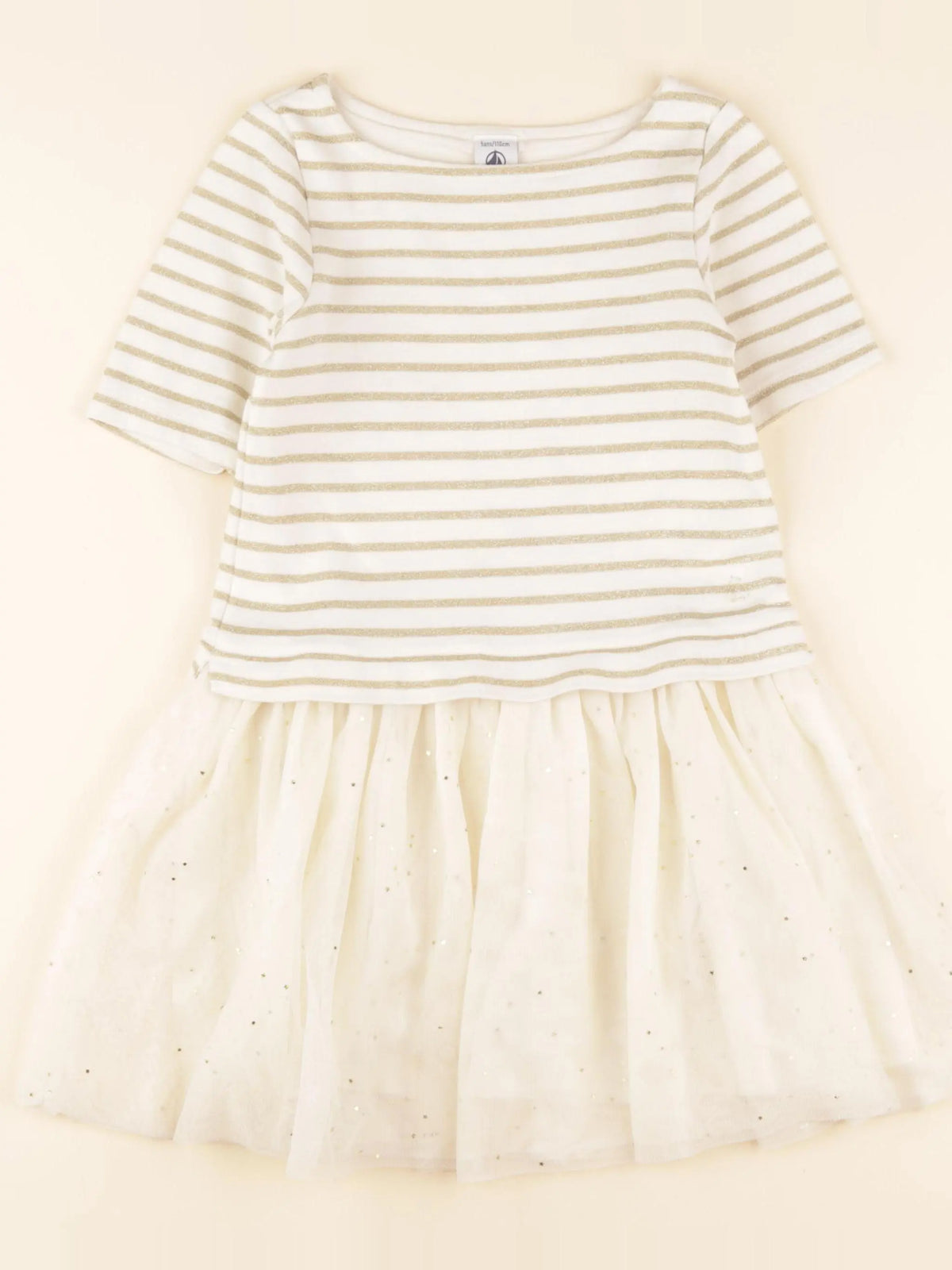 Petit Bateau - robe blanc, or - 5 ans