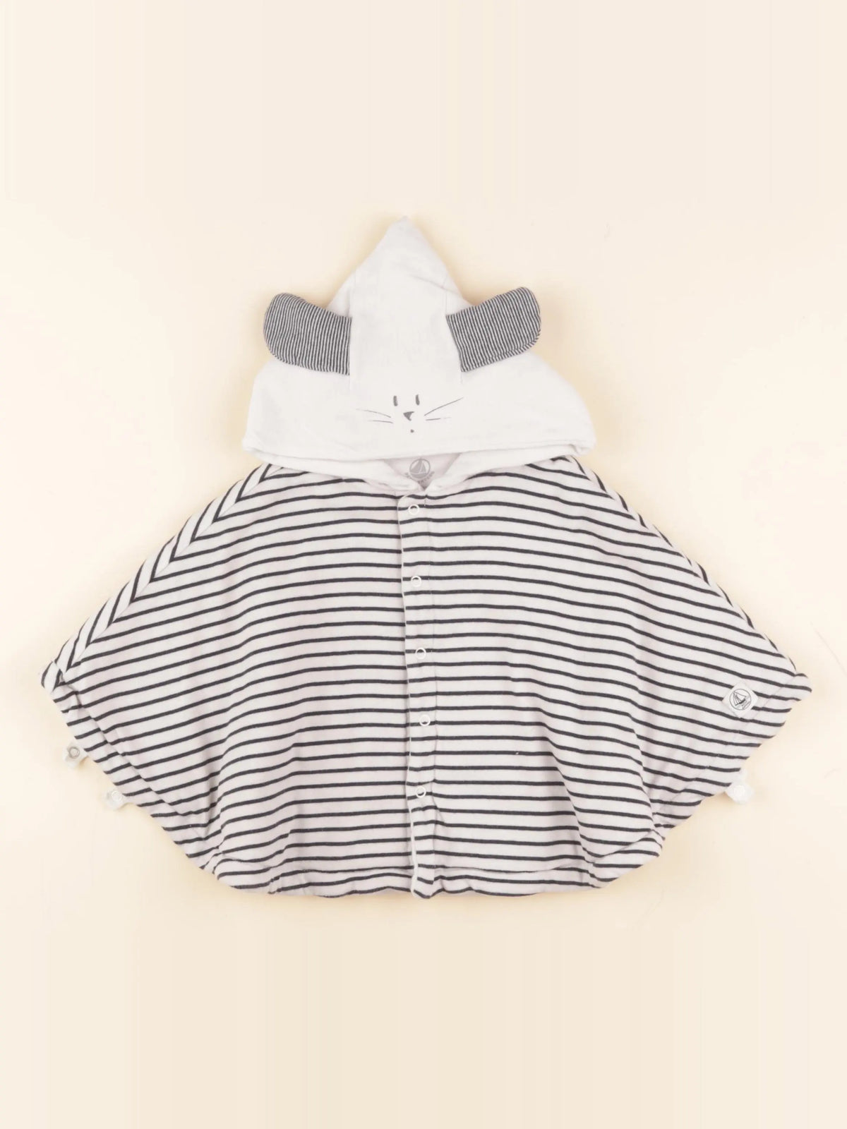 Petit Bateau - cape blanc, bleu - 6/12 mois
