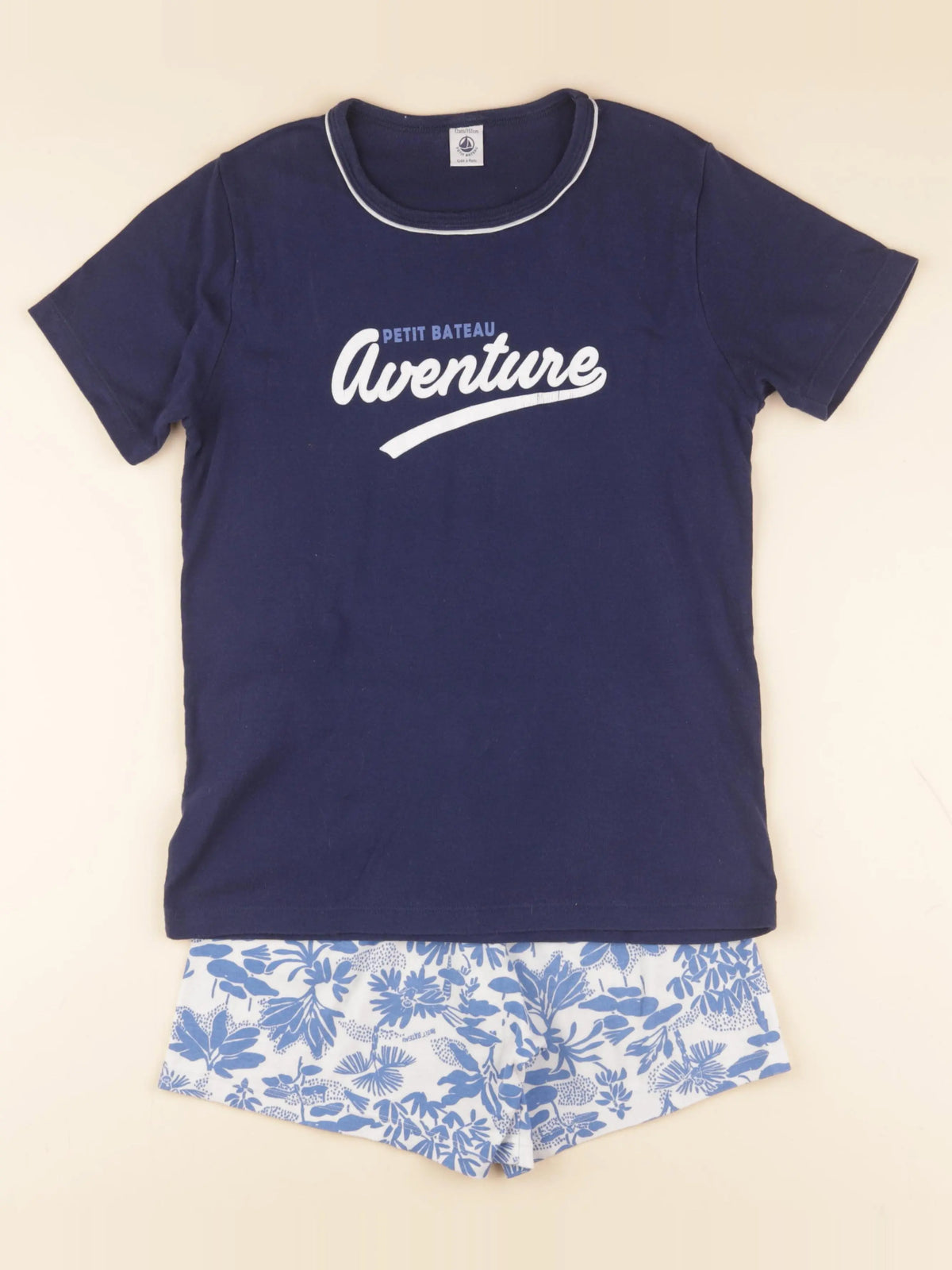 Petit Bateau - pyjama coton bleu, blanc - 12 ans