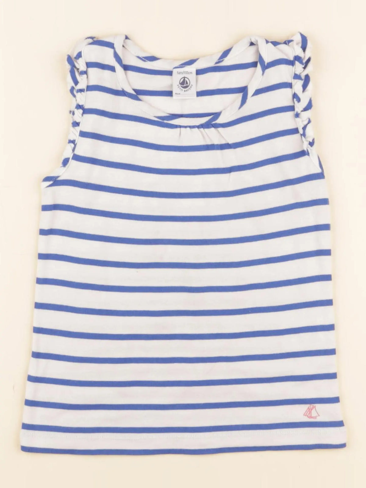 Petit Bateau - tee-shirt blanc, bleu - 5 ans
