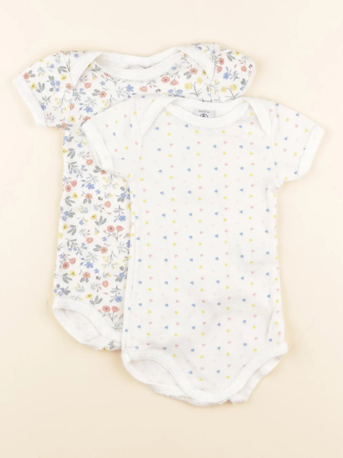 Petit Bateau - lot de 2 bodies en coton multicolore - 6 mois