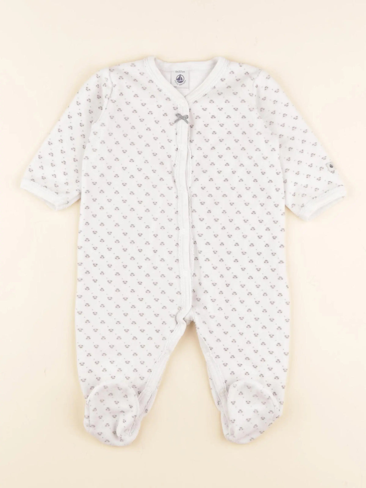 Petit Bateau - pyjama velours blanc - 6 mois