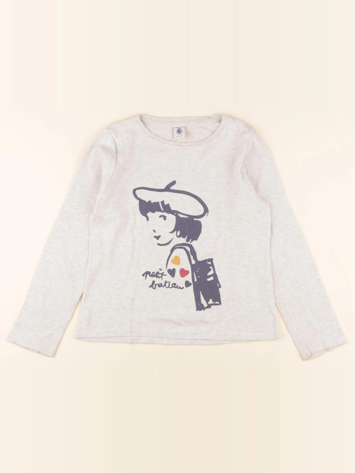 Petit Bateau - tee-shirt gris - 10 ans