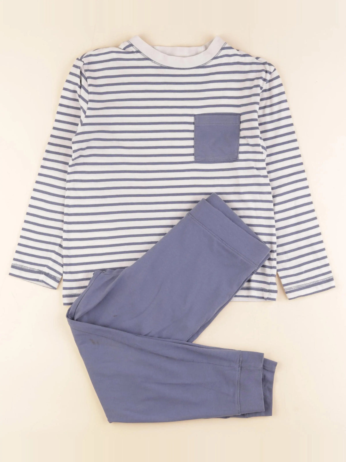 Monoprix - pyjama coton bleu, blanc - 8 ans