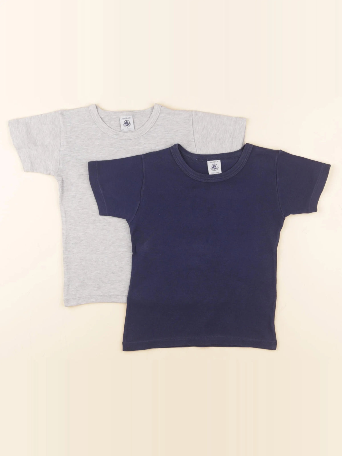 Petit Bateau - lot de 2 maillots de corps bleu, gris - 4 ans